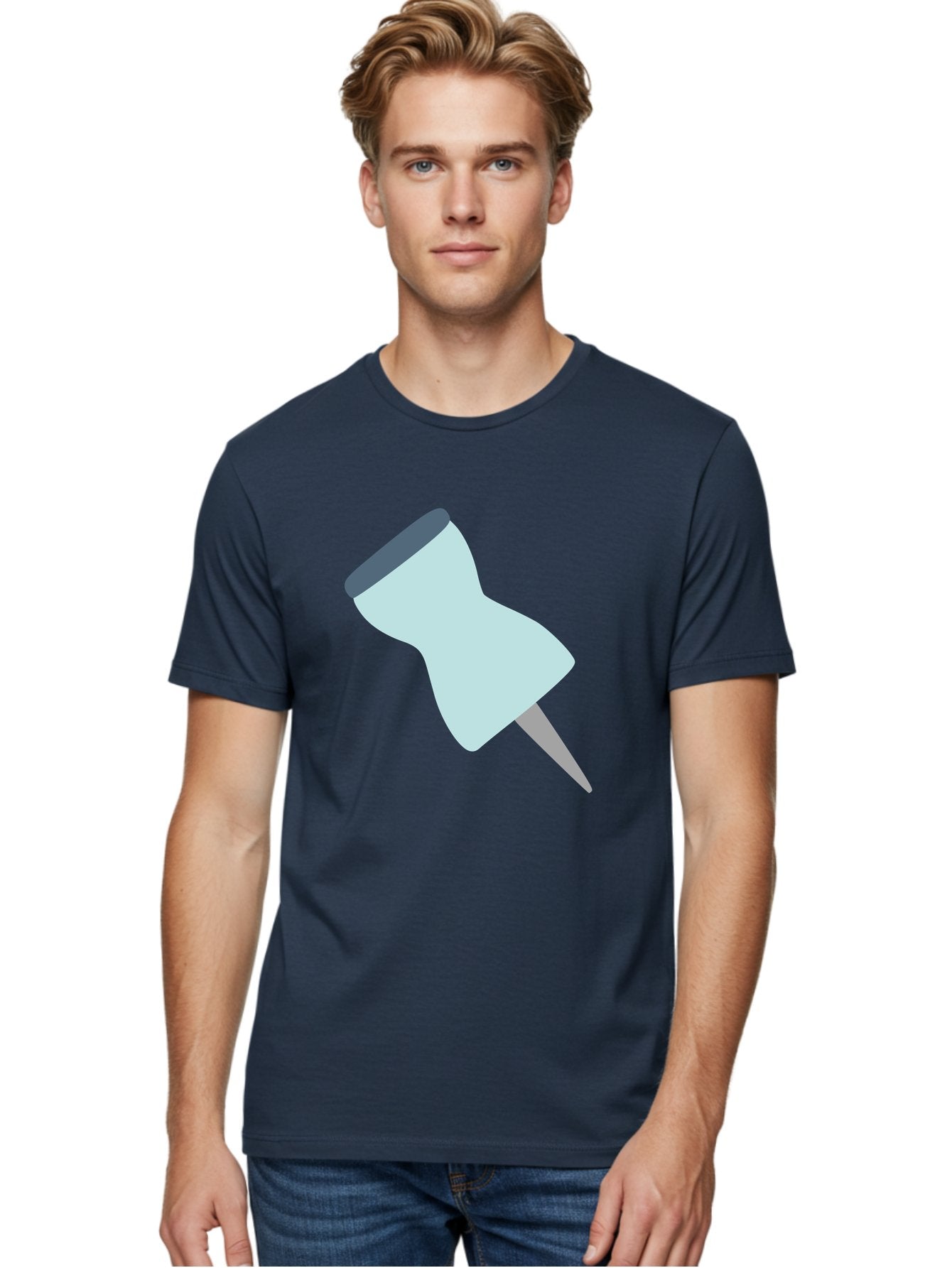 Thumbtack-1 Men'S Graphic Tee, 100% Cotton, Comfortable Casual Summer Wear, Machine Washable, Thumbtack, Push Pin, Office Supplies, Stationery, Pin, Tack, Drawing Pin, Office Accessory, Desktop Item, Organizational Tool Aac127 28