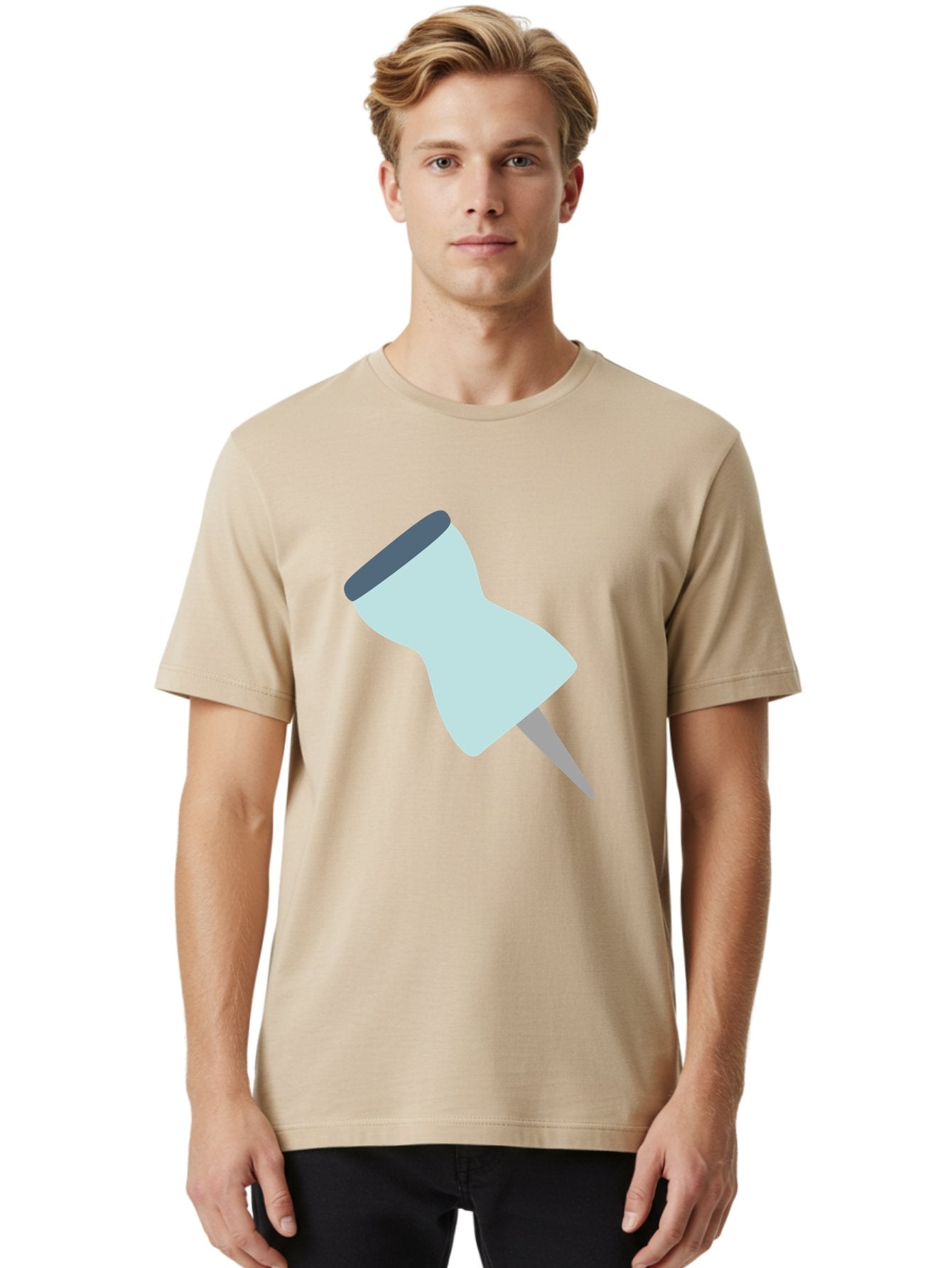 Thumbtack-1 Men'S Graphic Tee, 100% Cotton, Comfortable Casual Summer Wear, Machine Washable, Thumbtack, Push Pin, Office Supplies, Stationery, Pin, Tack, Drawing Pin, Office Accessory, Desktop Item, Organizational Tool Aac127 27