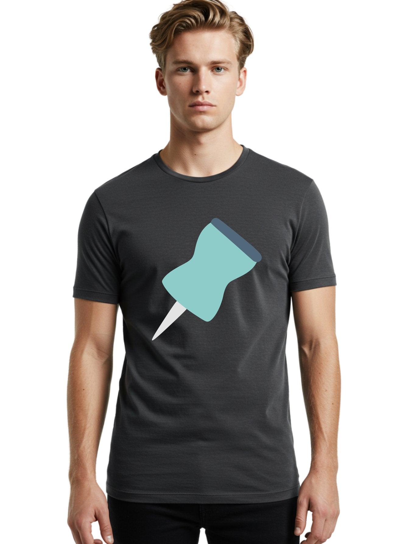 Thumbtack Men'S Graphic Tee, 100% Cotton, Comfortable Casual Summer Wear, Machine Washable, Thumbtack, Office Supplies, Stationary, Office Organization, Desk Accessories, Push Pin, Colorful Design, Modern Illustration Aac128 23