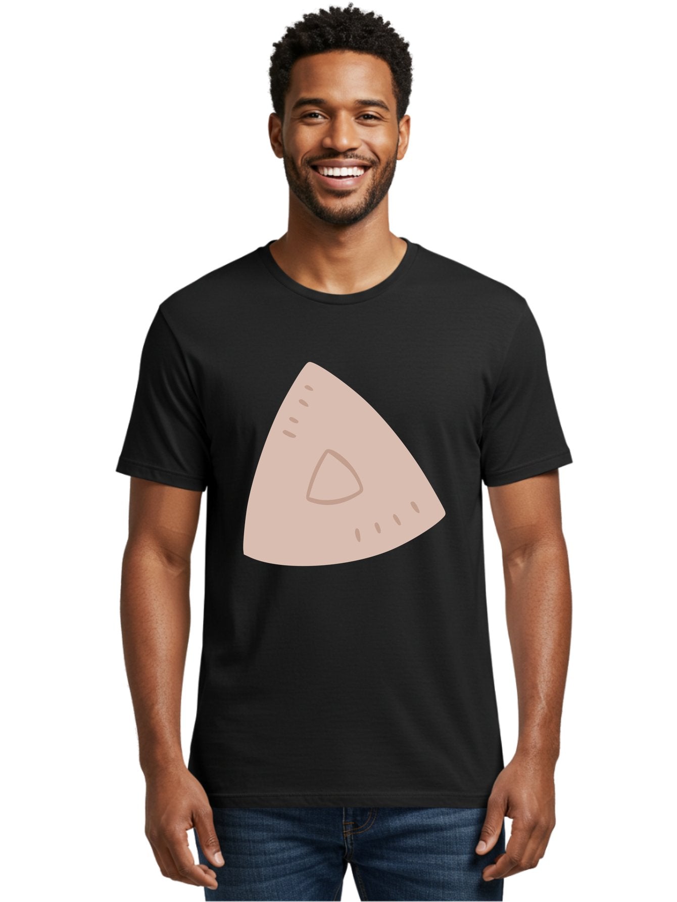 Triangle Men'S Graphic Tee, 100% Cotton, Comfortable Casual Summer Wear, Machine Washable, Tricorn Hat, Pirate Hat, Historical Fashion, 18Th Century Style, Cartoon Illustration, Minimalist Design, Simple Shapes, Muted Colors, Vintage Accessory Aac129 27