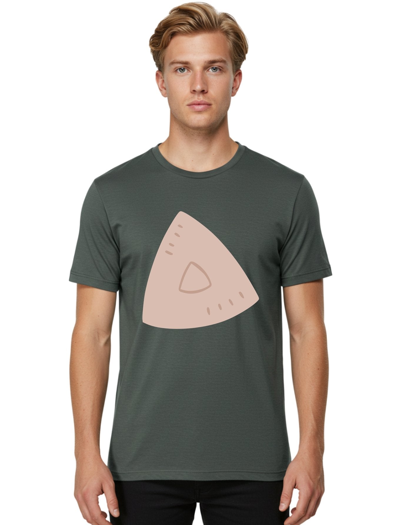 Triangle Men'S Graphic Tee, 100% Cotton, Comfortable Casual Summer Wear, Machine Washable, Tricorn Hat, Pirate Hat, Historical Fashion, 18Th Century Style, Cartoon Illustration, Minimalist Design, Simple Shapes, Muted Colors, Vintage Accessory Aac129 21