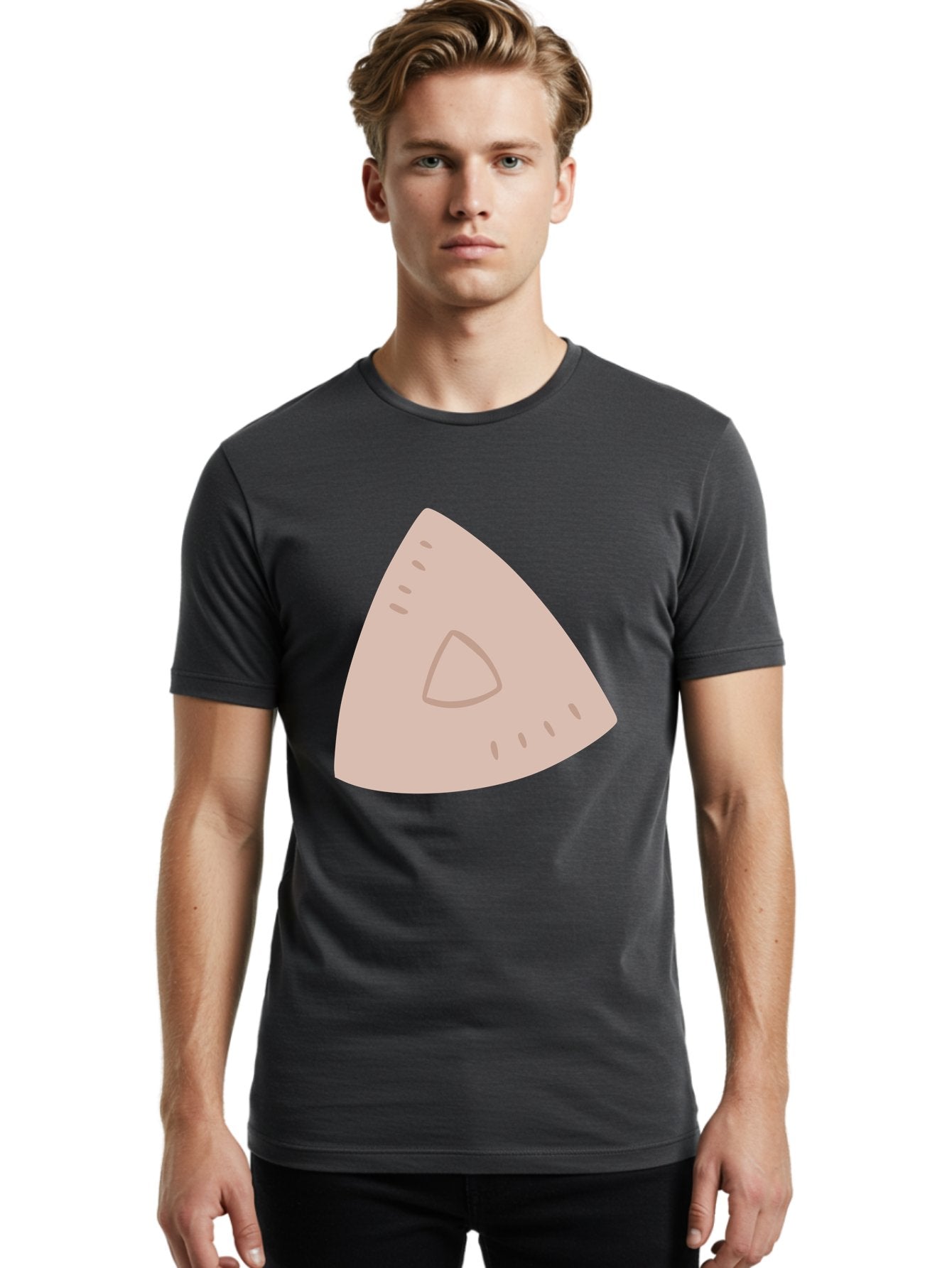 Triangle Men'S Graphic Tee, 100% Cotton, Comfortable Casual Summer Wear, Machine Washable, Tricorn Hat, Pirate Hat, Historical Fashion, 18Th Century Style, Cartoon Illustration, Minimalist Design, Simple Shapes, Muted Colors, Vintage Accessory Aac129 22