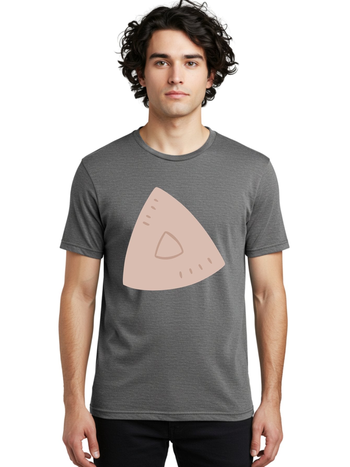 Triangle Men'S Graphic Tee, 100% Cotton, Comfortable Casual Summer Wear, Machine Washable, Tricorn Hat, Pirate Hat, Historical Fashion, 18Th Century Style, Cartoon Illustration, Minimalist Design, Simple Shapes, Muted Colors, Vintage Accessory Aac129 24
