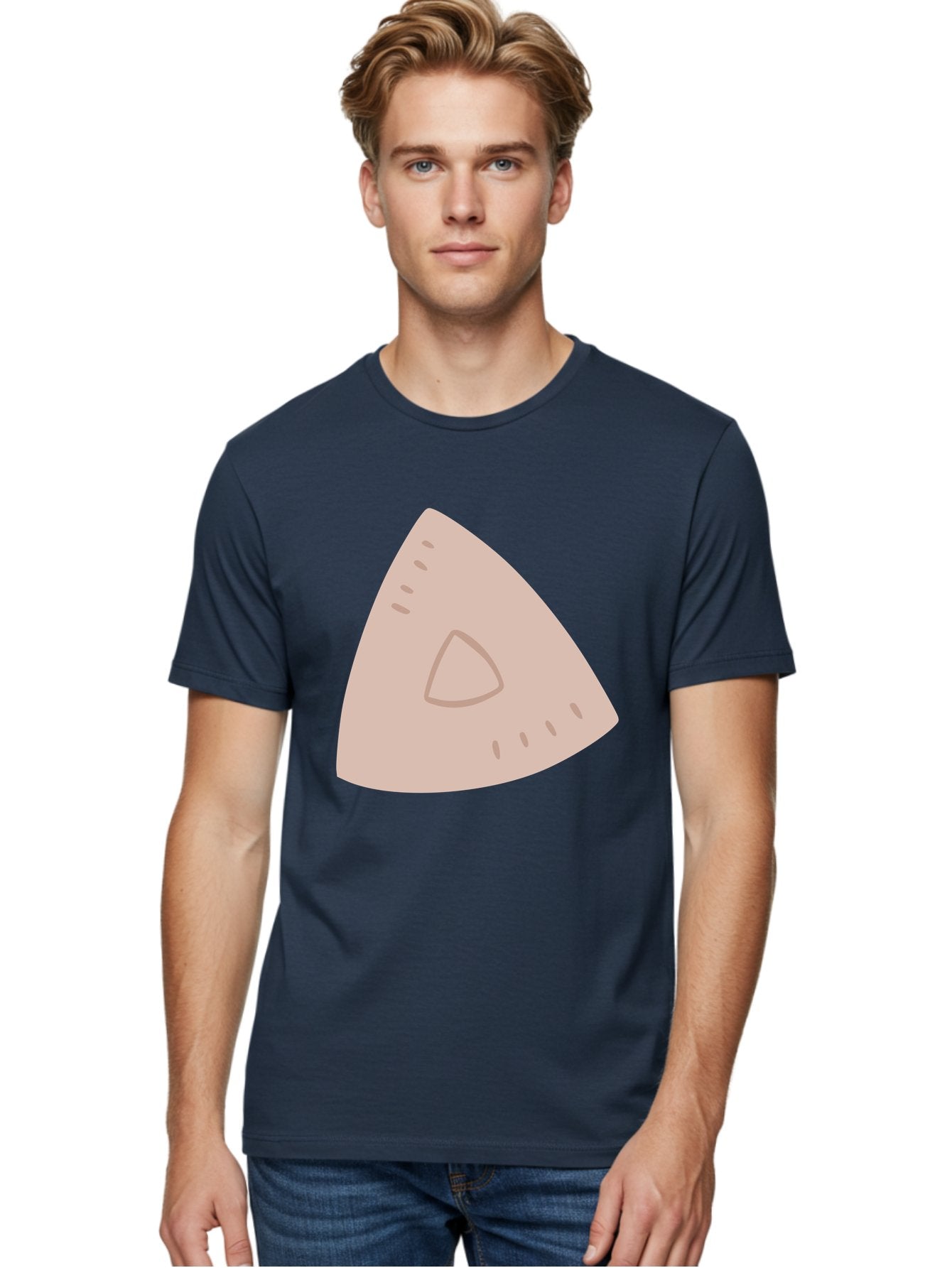 Triangle Men'S Graphic Tee, 100% Cotton, Comfortable Casual Summer Wear, Machine Washable, Tricorn Hat, Pirate Hat, Historical Fashion, 18Th Century Style, Cartoon Illustration, Minimalist Design, Simple Shapes, Muted Colors, Vintage Accessory Aac129 25
