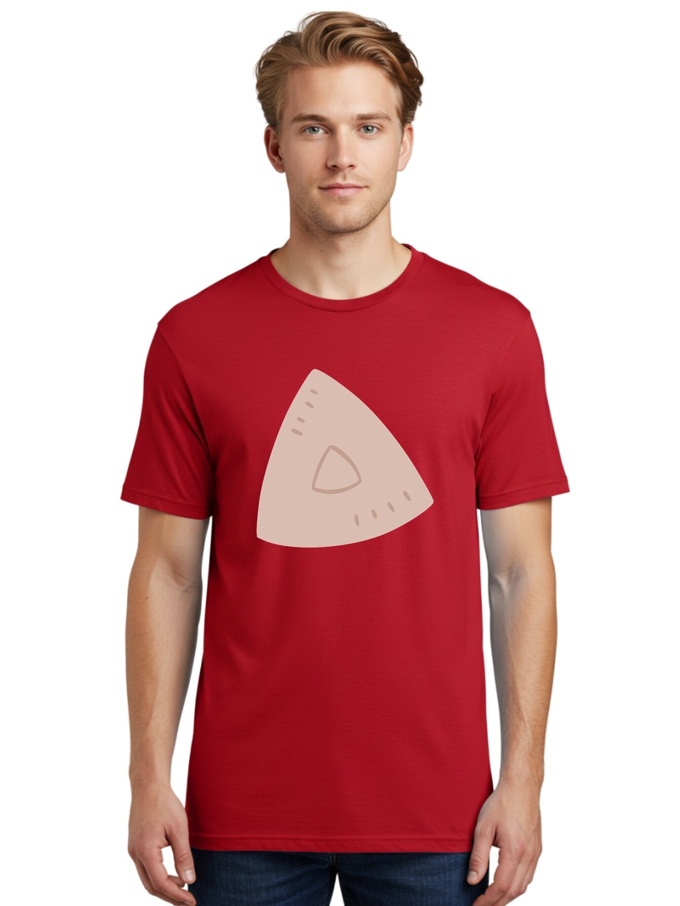 Triangle Men'S Graphic Tee, 100% Cotton, Comfortable Casual Summer Wear, Machine Washable, Tricorn Hat, Pirate Hat, Historical Fashion, 18Th Century Style, Cartoon Illustration, Minimalist Design, Simple Shapes, Muted Colors, Vintage Accessory Aac129 19