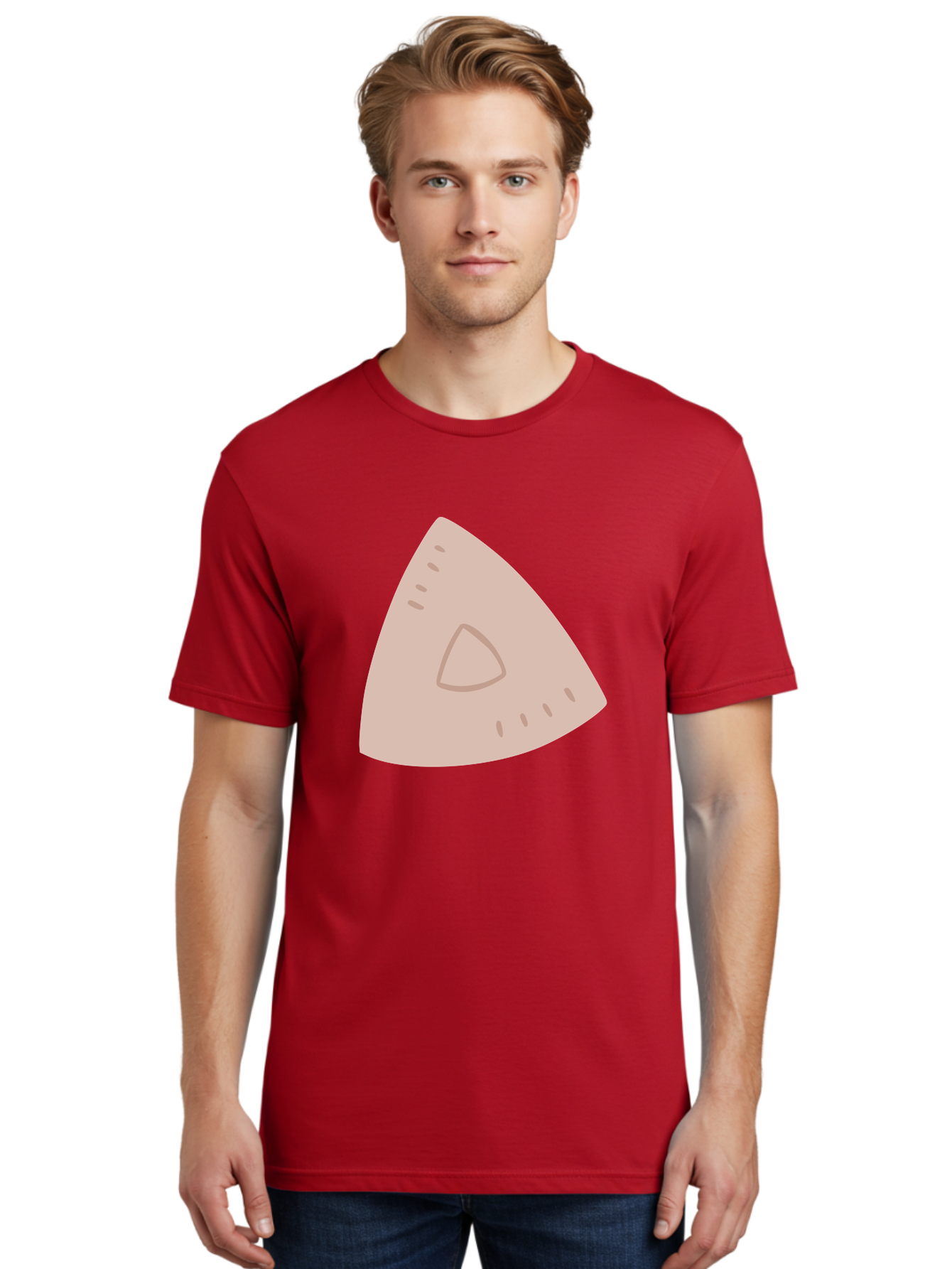 Triangle Men'S Graphic Tee, 100% Cotton, Comfortable Casual Summer Wear, Machine Washable, Tricorn Hat, Pirate Hat, Historical Fashion, 18Th Century Style, Cartoon Illustration, Minimalist Design, Simple Shapes, Muted Colors, Vintage Accessory Aac129 22