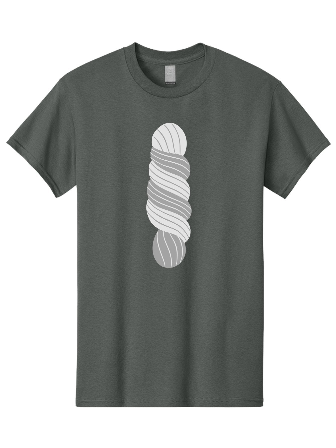 Twisted-Rope Men'S Graphic Tee, 100% Cotton, Comfortable Casual Summer Wear, Machine Washable, Twisted Yarn, Knitting Material, Gray And White Yarn, Crafting Supplies, Textile Art, Creative Hobbies, Diy Projects, Handmade Crafts Aac131 4