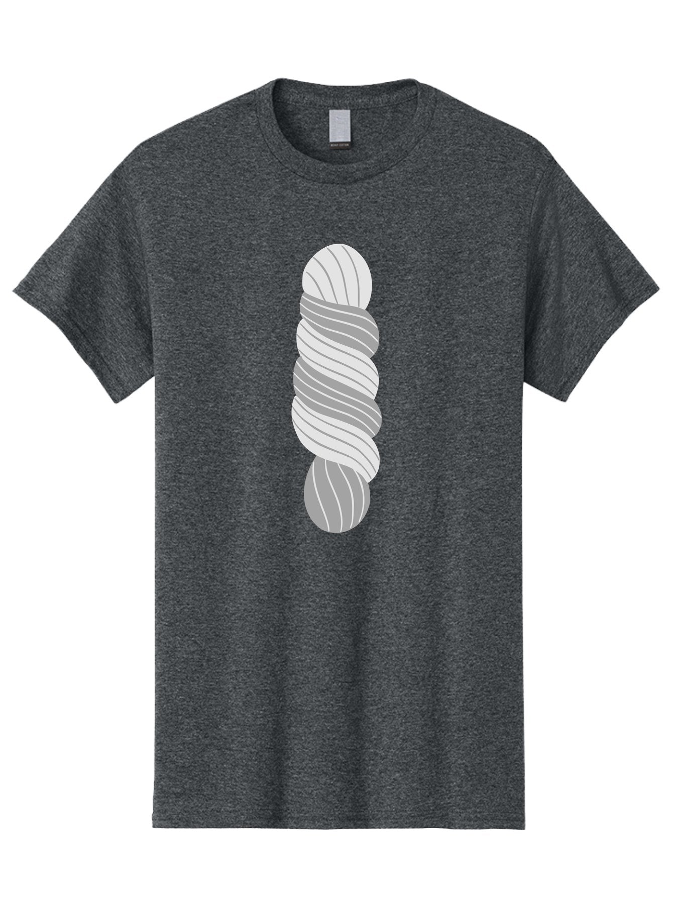 Twisted-Rope Men'S Graphic Tee, 100% Cotton, Comfortable Casual Summer Wear, Machine Washable, Twisted Yarn, Knitting Material, Gray And White Yarn, Crafting Supplies, Textile Art, Creative Hobbies, Diy Projects, Handmade Crafts Aac131 8