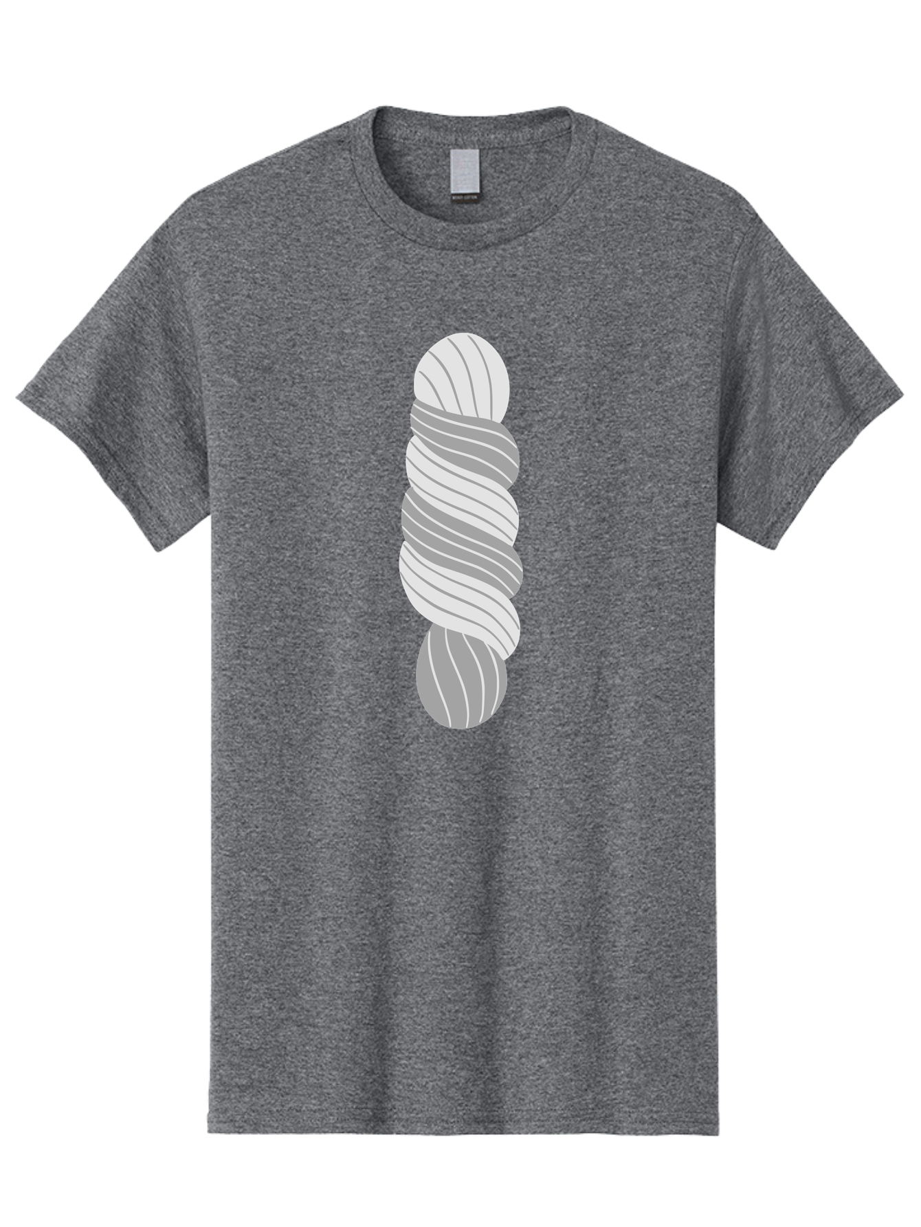 Twisted-Rope Men'S Graphic Tee, 100% Cotton, Comfortable Casual Summer Wear, Machine Washable, Twisted Yarn, Knitting Material, Gray And White Yarn, Crafting Supplies, Textile Art, Creative Hobbies, Diy Projects, Handmade Crafts Aac131 9