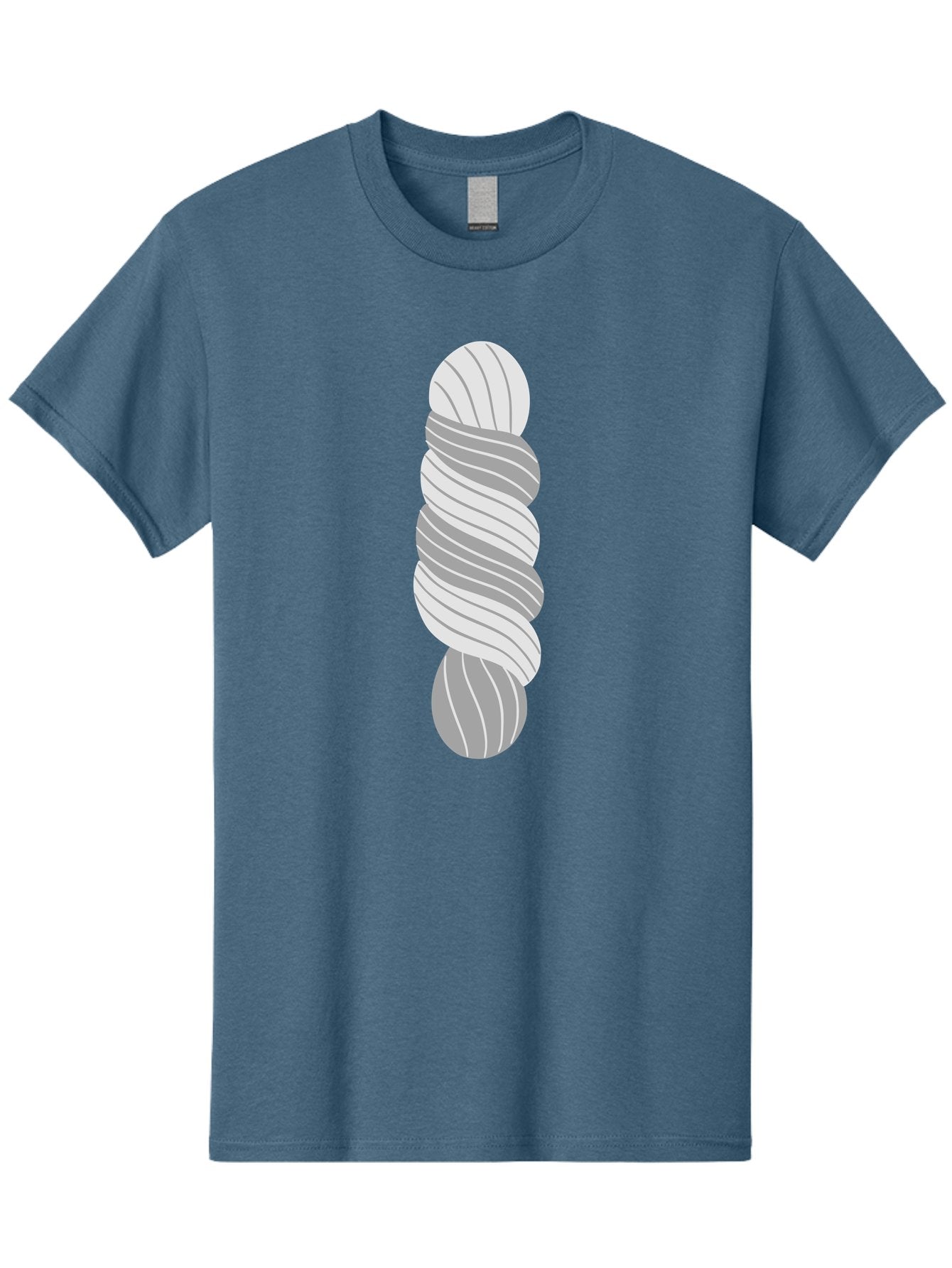 Twisted-Rope Men'S Graphic Tee, 100% Cotton, Comfortable Casual Summer Wear, Machine Washable, Twisted Yarn, Knitting Material, Gray And White Yarn, Crafting Supplies, Textile Art, Creative Hobbies, Diy Projects, Handmade Crafts Aac131 14