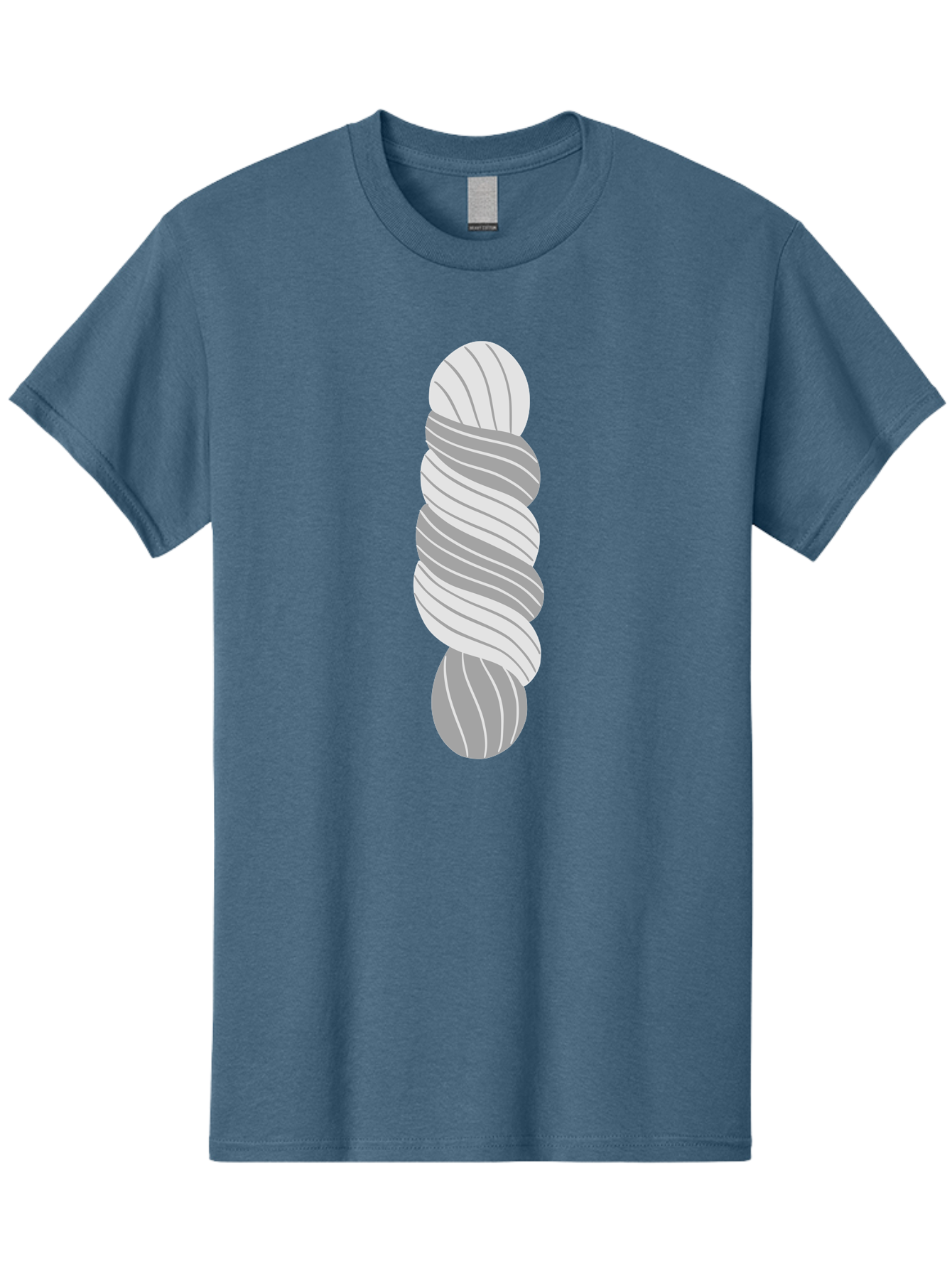 Twisted-Rope Men'S Graphic Tee, 100% Cotton, Comfortable Casual Summer Wear, Machine Washable, Twisted Yarn, Knitting Material, Gray And White Yarn, Crafting Supplies, Textile Art, Creative Hobbies, Diy Projects, Handmade Crafts Aac131 3