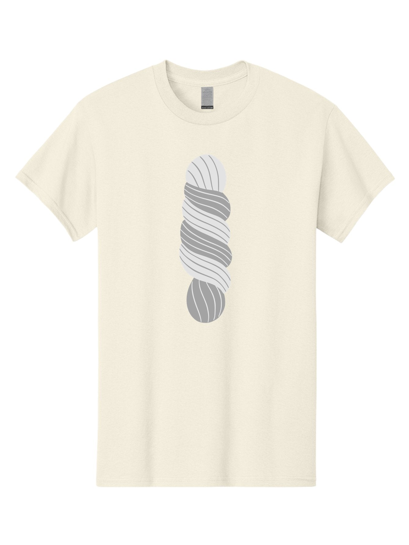 Twisted-Rope Men'S Graphic Tee, 100% Cotton, Comfortable Casual Summer Wear, Machine Washable, Twisted Yarn, Knitting Material, Gray And White Yarn, Crafting Supplies, Textile Art, Creative Hobbies, Diy Projects, Handmade Crafts Aac131 3