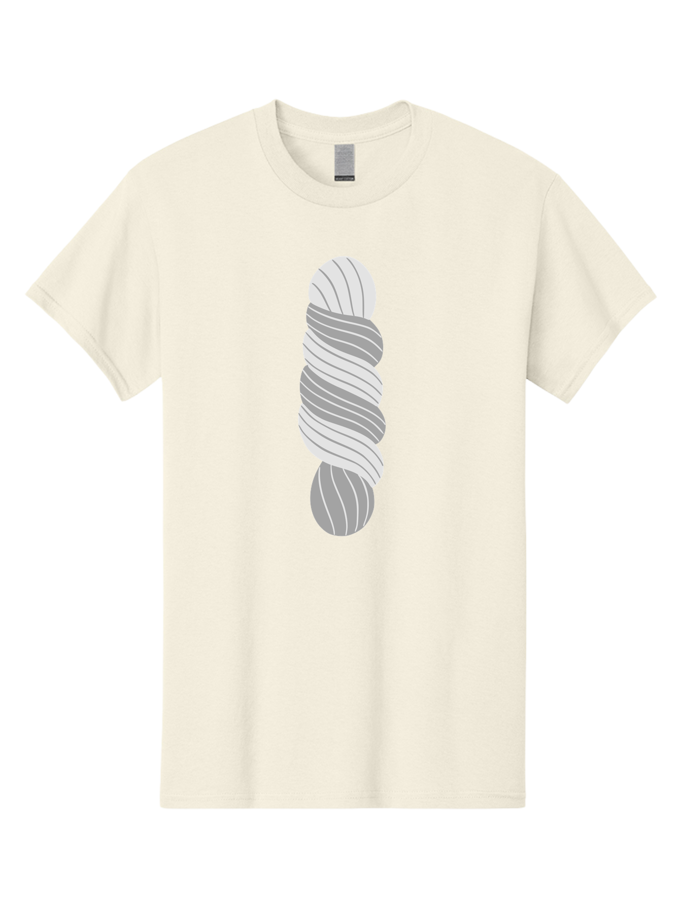 Twisted-Rope Men'S Graphic Tee, 100% Cotton, Comfortable Casual Summer Wear, Machine Washable, Twisted Yarn, Knitting Material, Gray And White Yarn, Crafting Supplies, Textile Art, Creative Hobbies, Diy Projects, Handmade Crafts Aac131 17