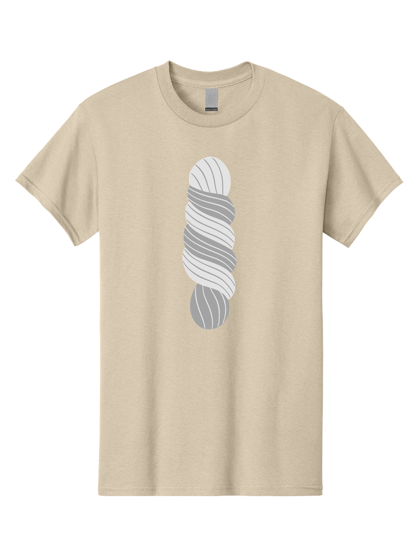 Twisted-Rope Men'S Graphic Tee, 100% Cotton, Comfortable Casual Summer Wear, Machine Washable, Twisted Yarn, Knitting Material, Gray And White Yarn, Crafting Supplies, Textile Art, Creative Hobbies, Diy Projects, Handmade Crafts Aac131 27