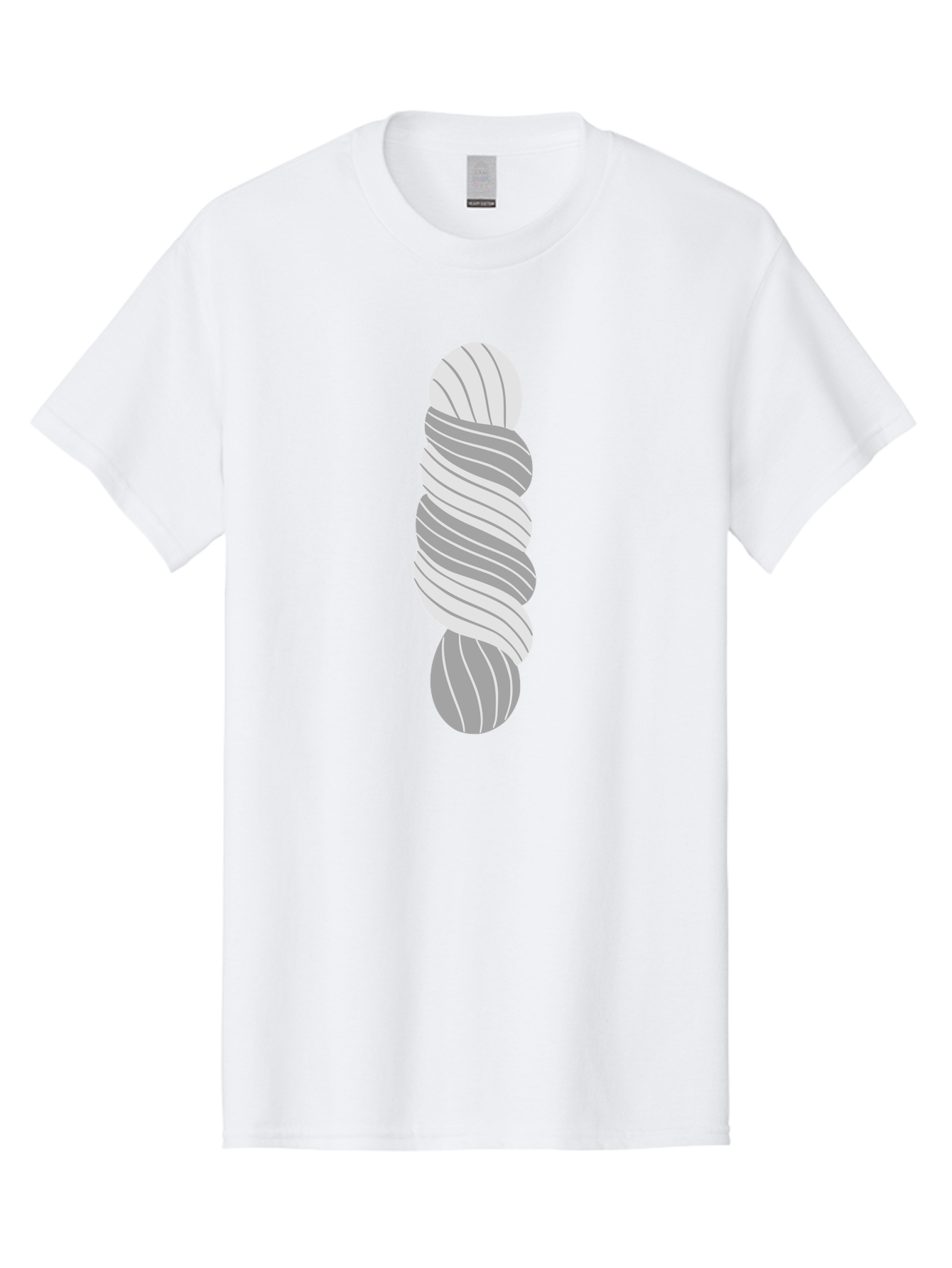 Twisted-Rope Men'S Graphic Tee, 100% Cotton, Comfortable Casual Summer Wear, Machine Washable, Twisted Yarn, Knitting Material, Gray And White Yarn, Crafting Supplies, Textile Art, Creative Hobbies, Diy Projects, Handmade Crafts Aac131 25