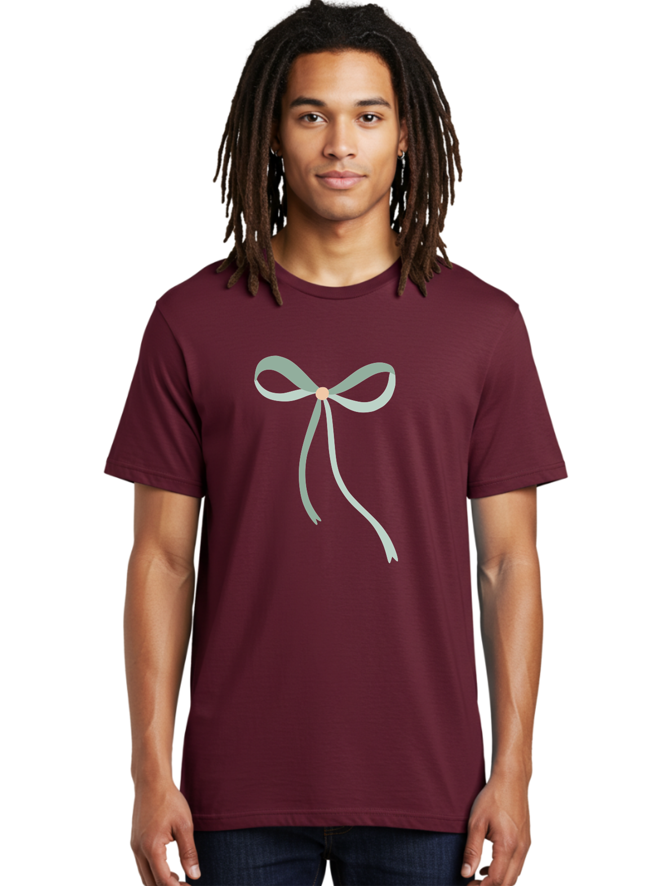 White-Bow Men'S Graphic Tee, 100% Cotton, Comfortable Casual Summer Wear, Machine Washable, Grey Ribbon, Bow Decoration, Gift Wrapping, Celebratory Decor, Party Favors, Elegant Design, Soft Pastel, Minimalist Style Aac134 20
