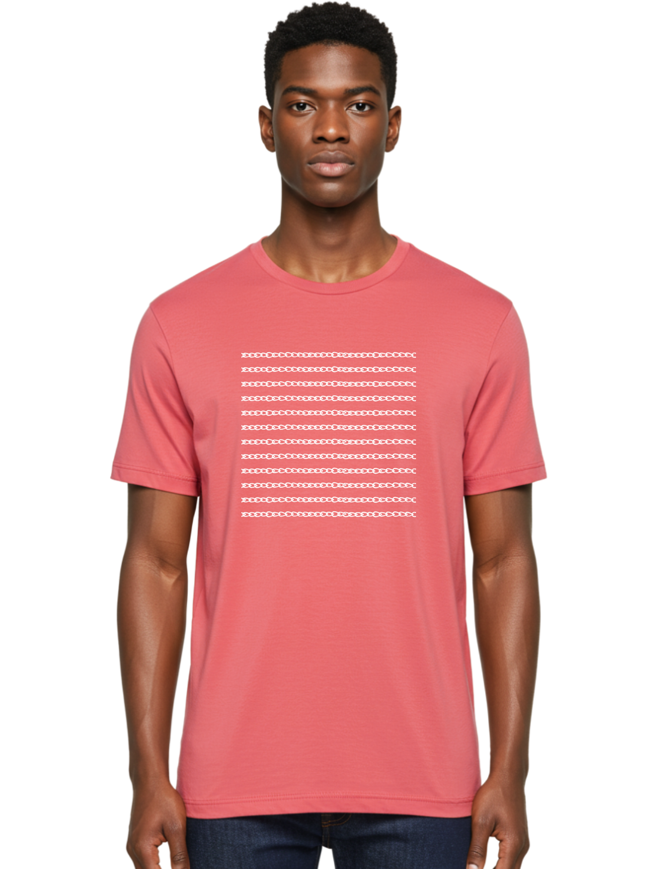 White-Chain-Pattern Men'S Graphic Tee, 100% Cotton, Comfortable Casual Summer Wear, Machine Washable, Chain Link Pattern, Seamless Texture, White Background, Subtle Design, Minimalist Aesthetic, Repeating Motif, Decorative Element, Aac135 20