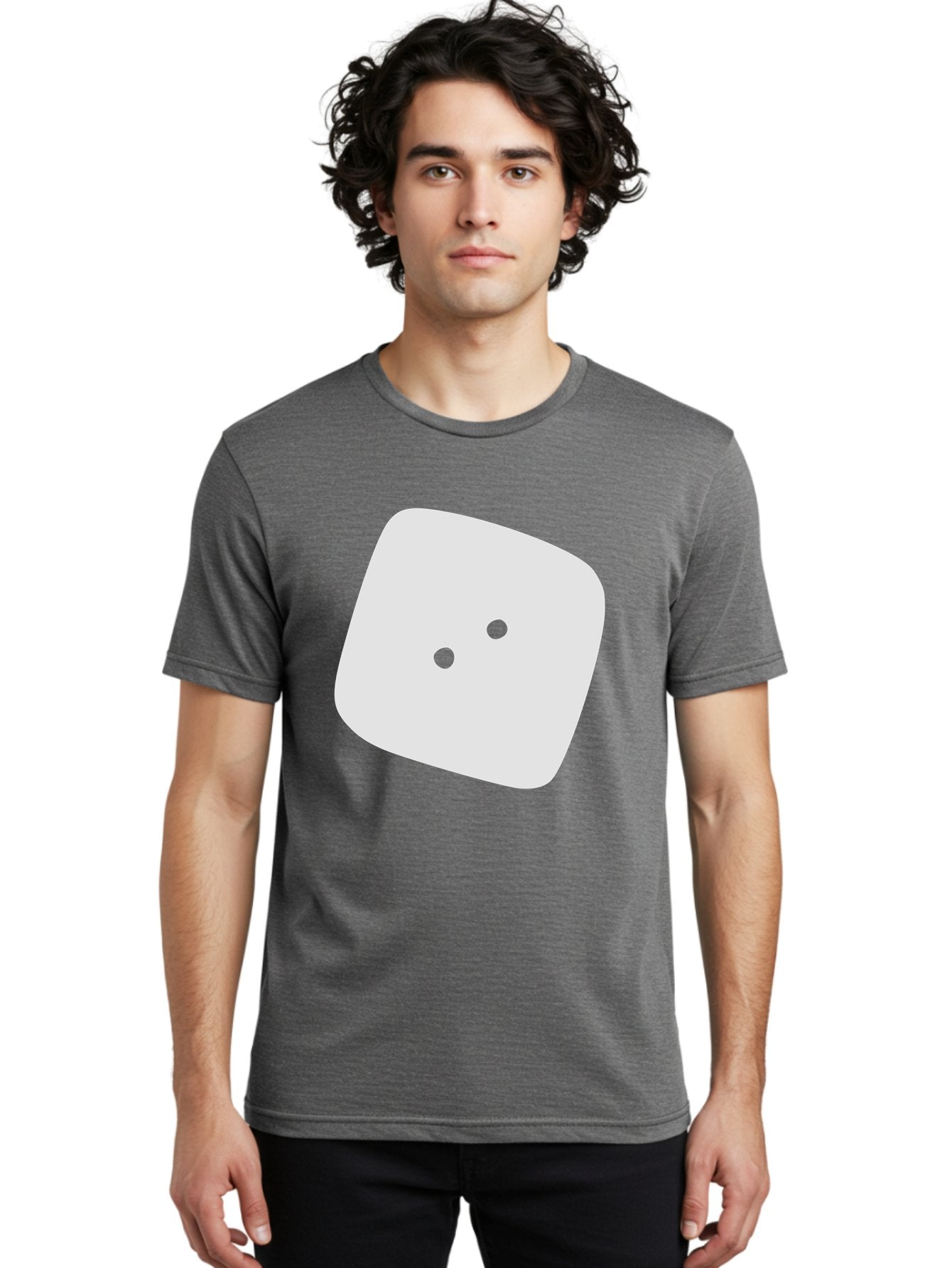 White-Rounded-Square-With-Two-Green-Dots Men'S Graphic Tee, 100% Cotton, Comfortable Casual Summer Wear, Machine Washable, Simple Smiley Face, Minimalist Design, Cute Emoji, Rounded Square Shape, Green Dots, Friendly Expression, Digital Icon, Aac137 20