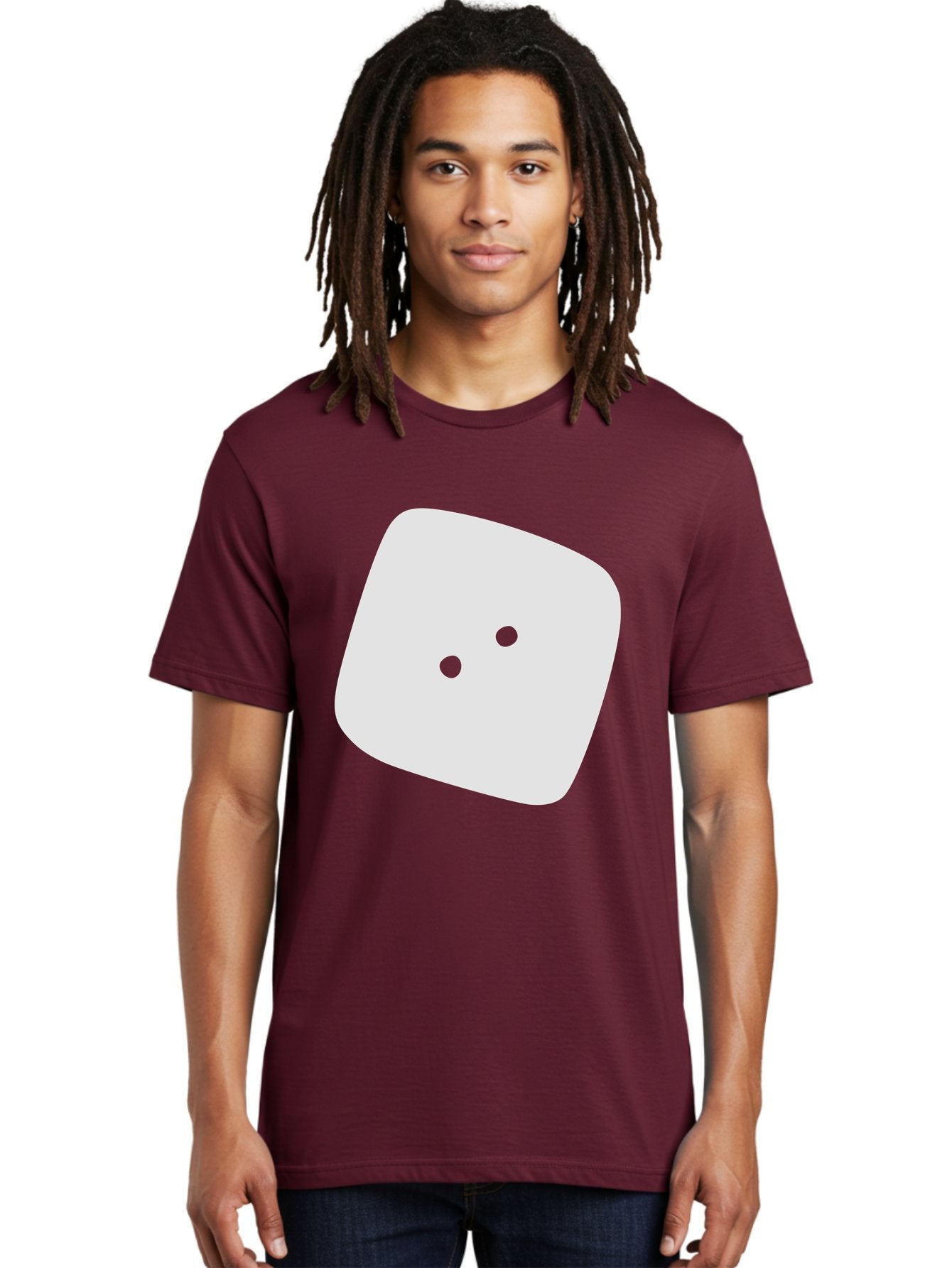 White-Rounded-Square-With-Two-Green-Dots Men'S Graphic Tee, 100% Cotton, Comfortable Casual Summer Wear, Machine Washable, Simple Smiley Face, Minimalist Design, Cute Emoji, Rounded Square Shape, Green Dots, Friendly Expression, Digital Icon, Aac137 27