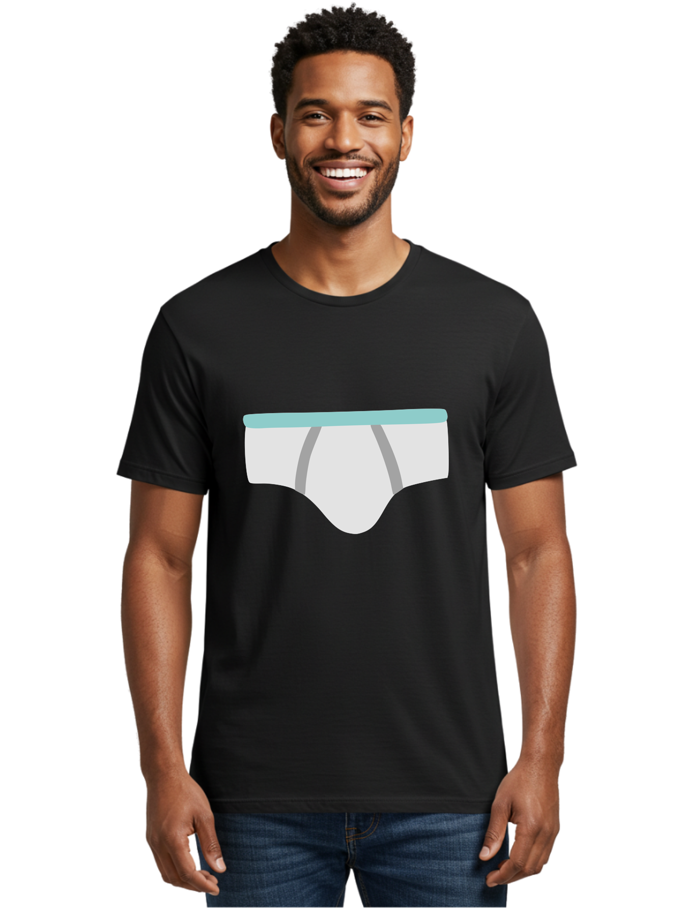 White-Underwear Men'S Graphic Tee, 100% Cotton, Comfortable Casual Summer Wear, Machine Washable, Men'S Briefs, White Underwear, Gray Stripes, Light Blue Waistband, Comfortable Undergarments, Minimalist Design, Simple Illustration Aac138 16