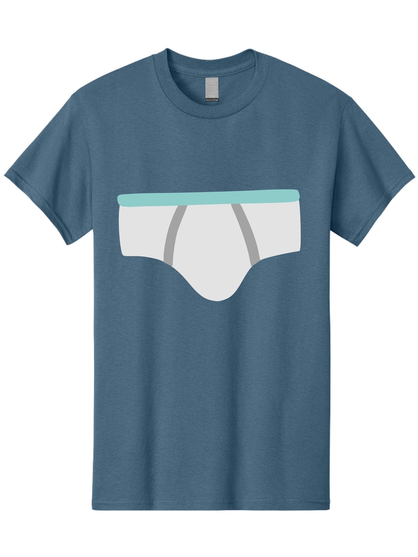 White-Underwear Men'S Graphic Tee, 100% Cotton, Comfortable Casual Summer Wear, Machine Washable, Men'S Briefs, White Underwear, Gray Stripes, Light Blue Waistband, Comfortable Undergarments, Minimalist Design, Simple Illustration Aac138 4