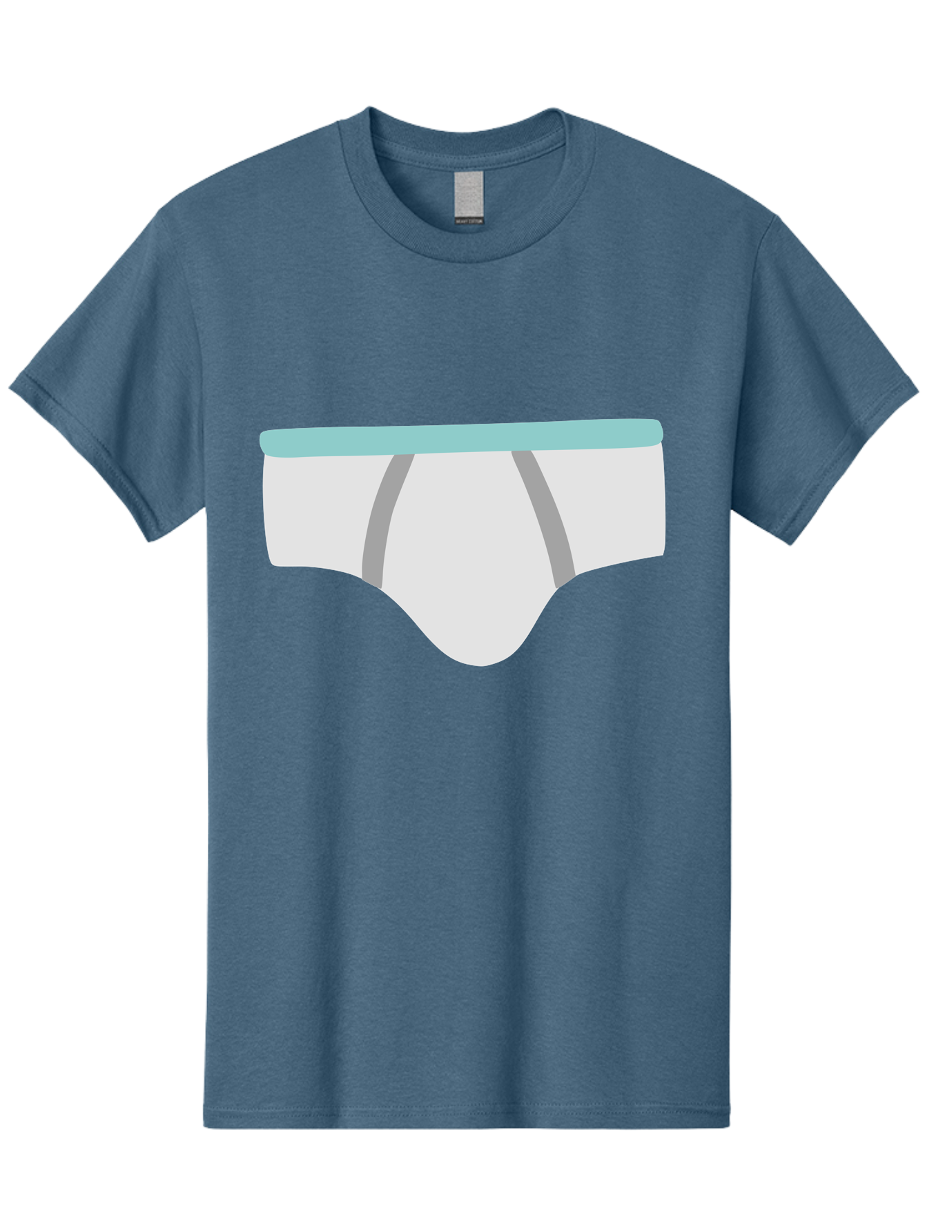 White-Underwear Men'S Graphic Tee, 100% Cotton, Comfortable Casual Summer Wear, Machine Washable, Men'S Briefs, White Underwear, Gray Stripes, Light Blue Waistband, Comfortable Undergarments, Minimalist Design, Simple Illustration Aac138 23