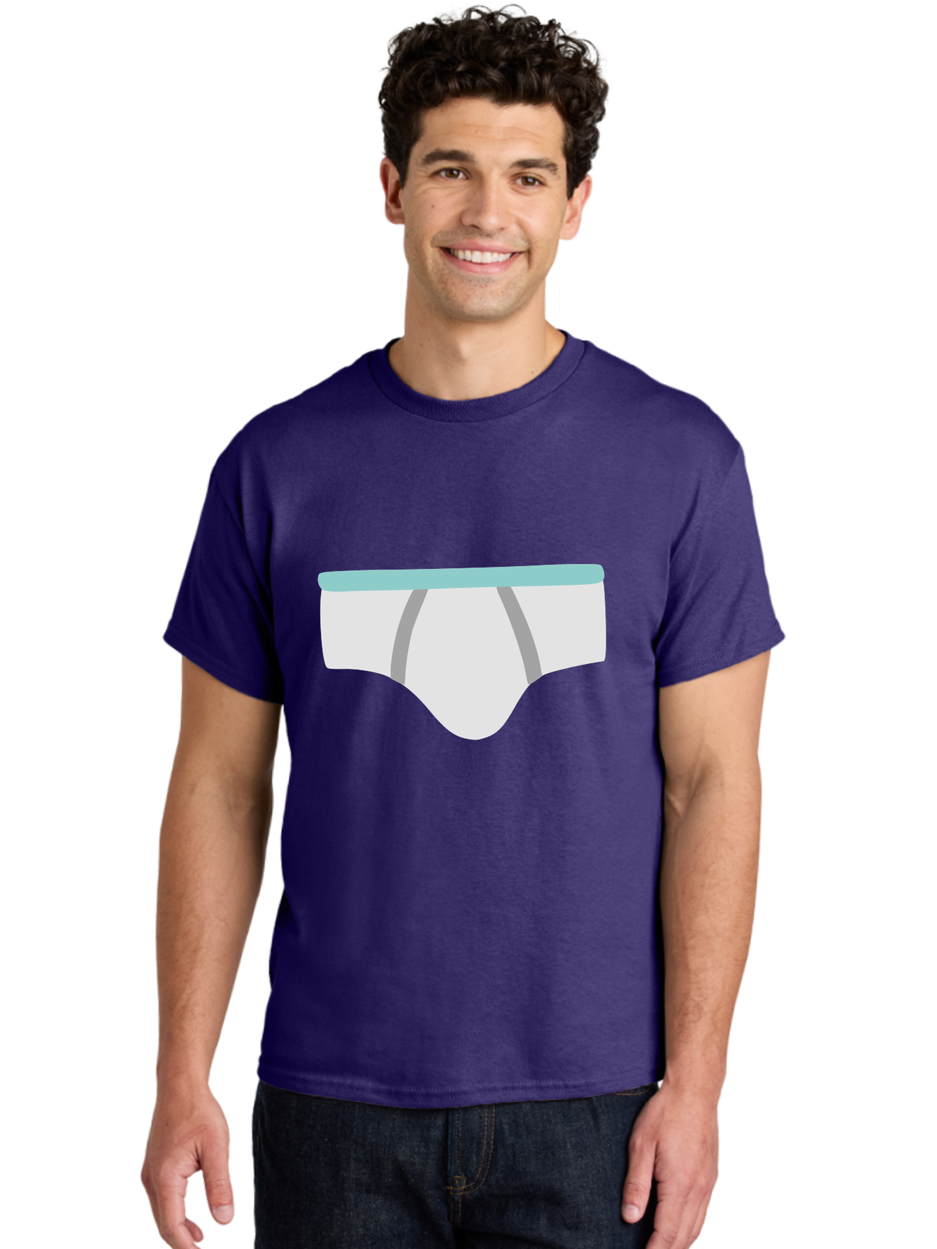 White-Underwear Men'S Graphic Tee, 100% Cotton, Comfortable Casual Summer Wear, Machine Washable, Men'S Briefs, White Underwear, Gray Stripes, Light Blue Waistband, Comfortable Undergarments, Minimalist Design, Simple Illustration Aac138 18