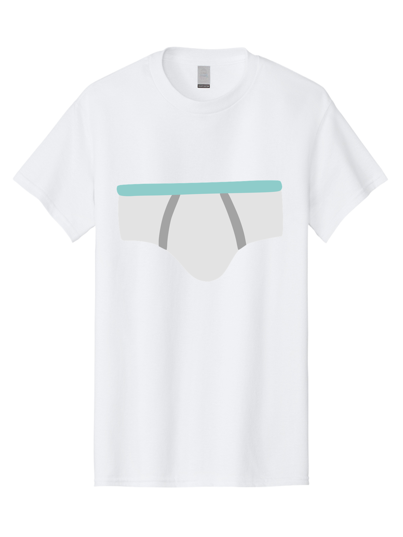 White-Underwear Men'S Graphic Tee, 100% Cotton, Comfortable Casual Summer Wear, Machine Washable, Men'S Briefs, White Underwear, Gray Stripes, Light Blue Waistband, Comfortable Undergarments, Minimalist Design, Simple Illustration Aac138 5