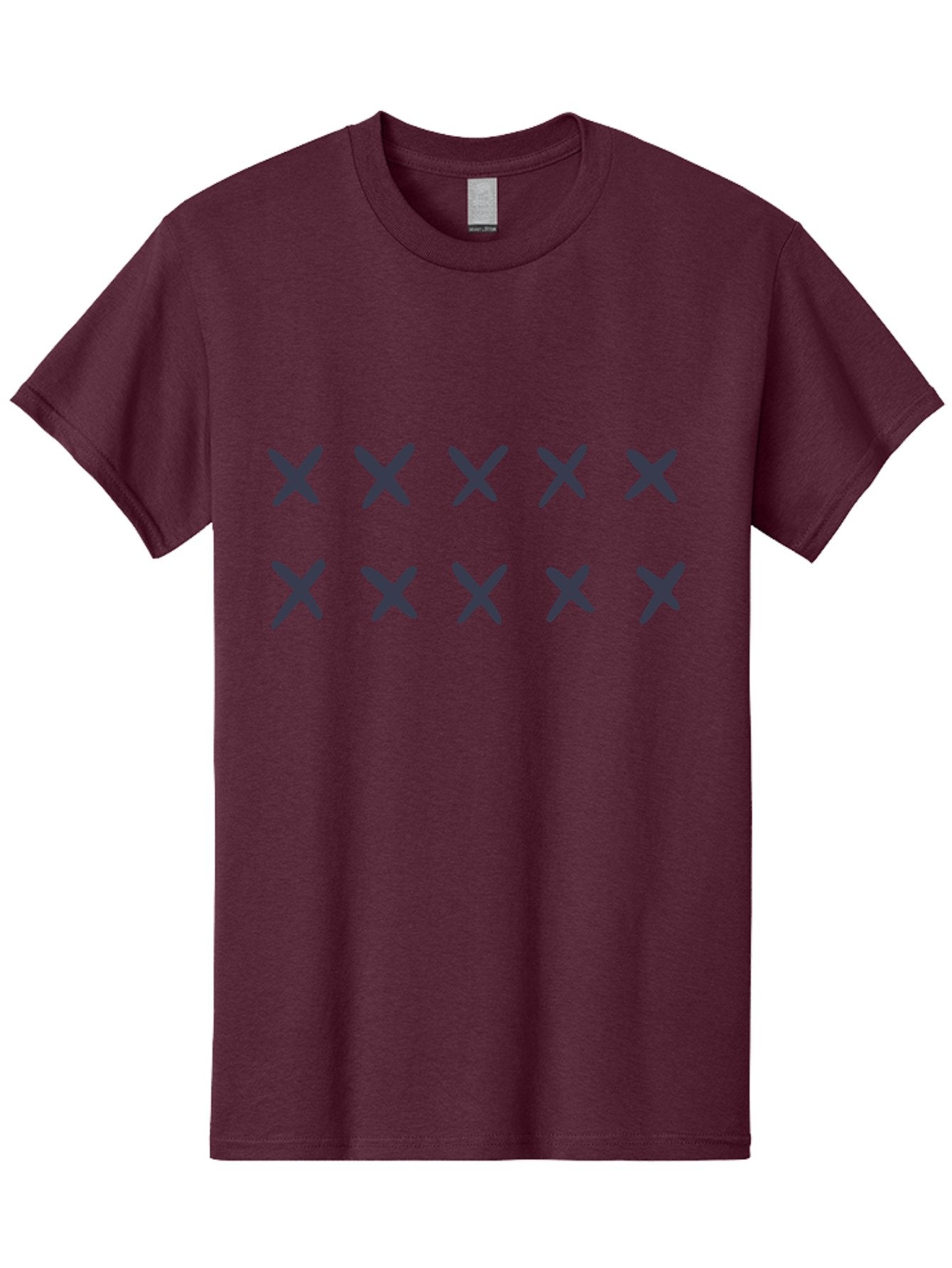 X-Marks Men'S Graphic Tee, 100% Cotton, Comfortable Casual Summer Wear, Machine Washable, Gray X Marks, Multiple X Symbols, Repetitive Pattern, Dark Gray Crosses, Identical Marks, Row Of X'S, Simple Design Elements, Symmetrical Arrangement Aac143 14