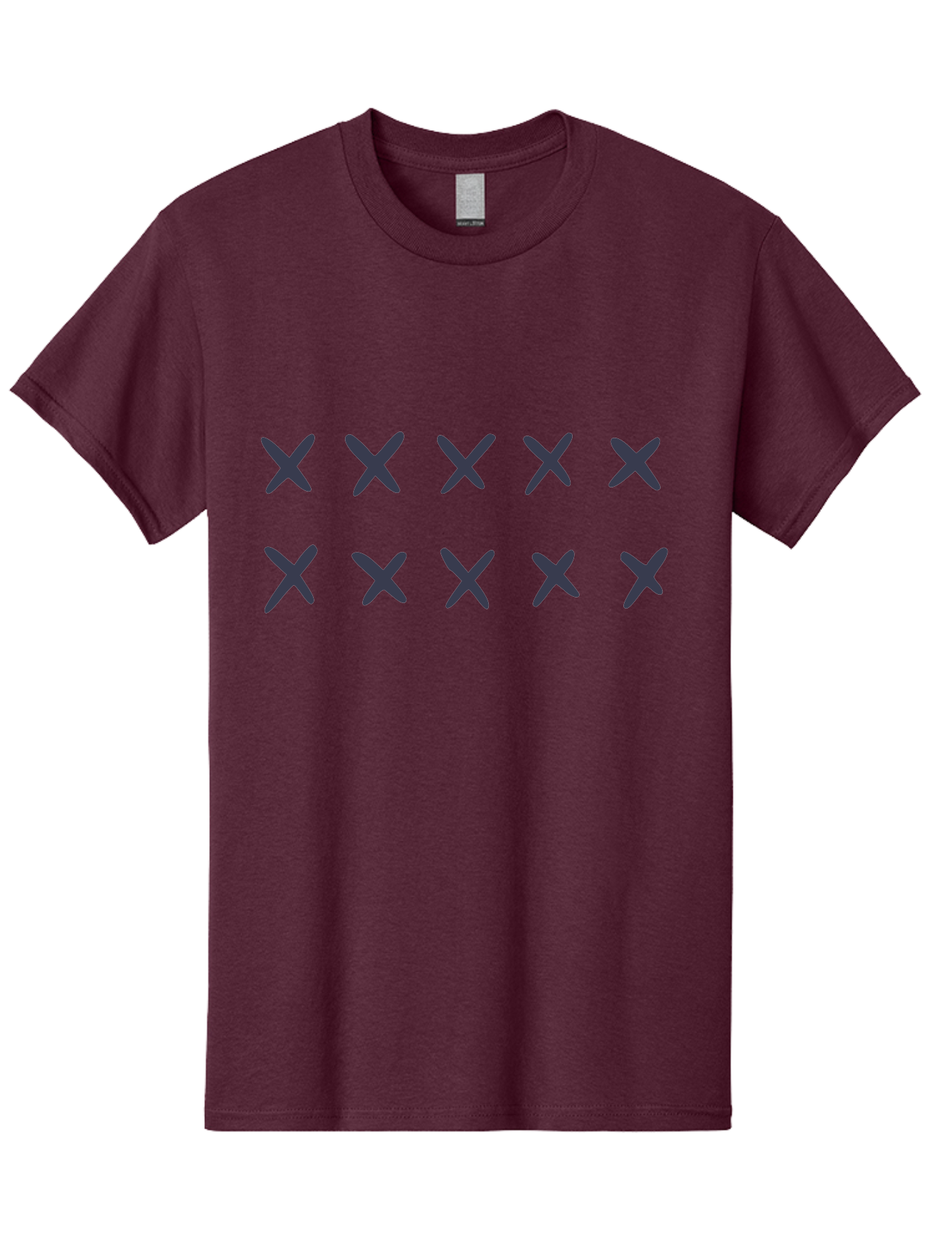 X-Marks Men'S Graphic Tee, 100% Cotton, Comfortable Casual Summer Wear, Machine Washable, Gray X Marks, Multiple X Symbols, Repetitive Pattern, Dark Gray Crosses, Identical Marks, Row Of X'S, Simple Design Elements, Symmetrical Arrangement Aac143 3