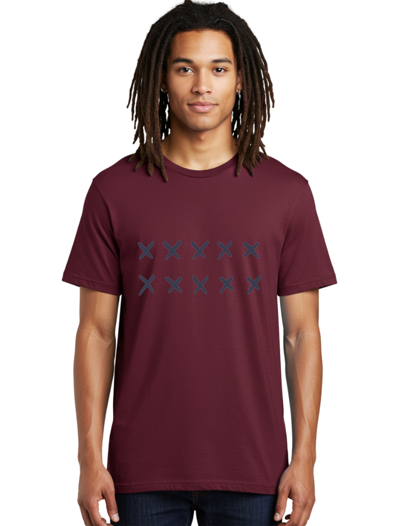 X-Marks Men'S Graphic Tee, 100% Cotton, Comfortable Casual Summer Wear, Machine Washable, Gray X Marks, Multiple X Symbols, Repetitive Pattern, Dark Gray Crosses, Identical Marks, Row Of X'S, Simple Design Elements, Symmetrical Arrangement Aac143 4