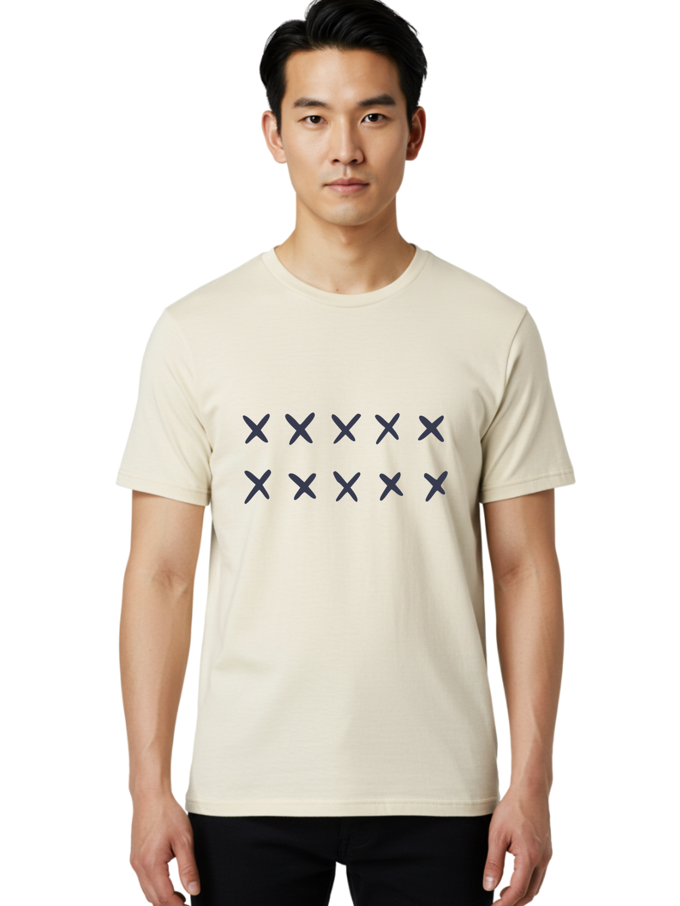 X-Marks Men'S Graphic Tee, 100% Cotton, Comfortable Casual Summer Wear, Machine Washable, Gray X Marks, Multiple X Symbols, Repetitive Pattern, Dark Gray Crosses, Identical Marks, Row Of X'S, Simple Design Elements, Symmetrical Arrangement Aac143 20