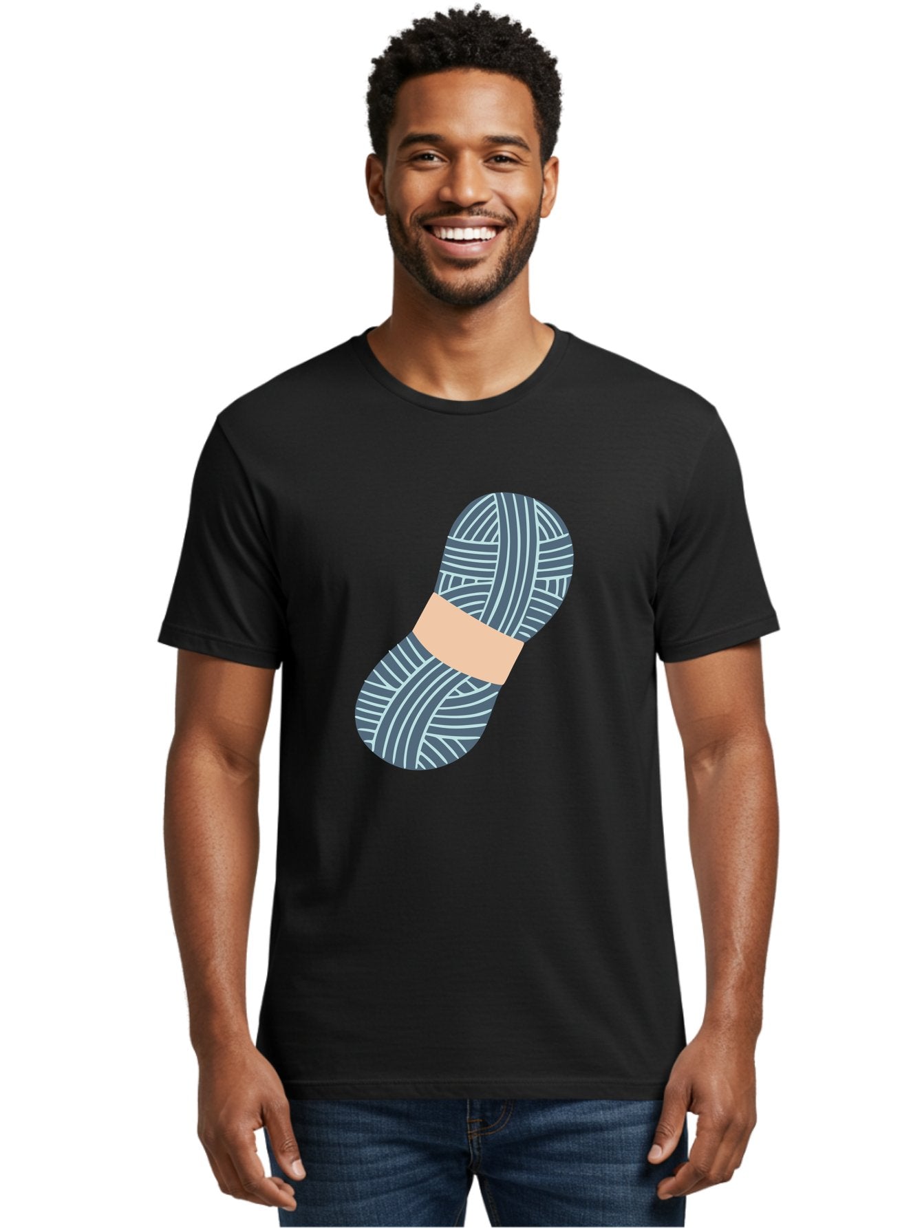 Yarn-Ball-1 Men'S Graphic Tee, 100% Cotton, Comfortable Casual Summer Wear, Machine Washable, Gray Yarn, White Stripes, Yarn Ball, Knitting Supplies, Crochet Materials, Craft Project Aac144 28