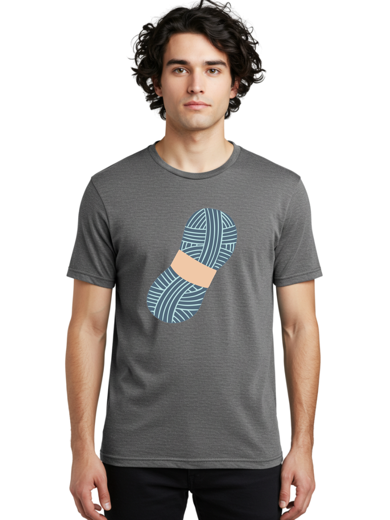 Yarn-Ball-1 Men'S Graphic Tee, 100% Cotton, Comfortable Casual Summer Wear, Machine Washable, Gray Yarn, White Stripes, Yarn Ball, Knitting Supplies, Crochet Materials, Craft Project Aac144 16