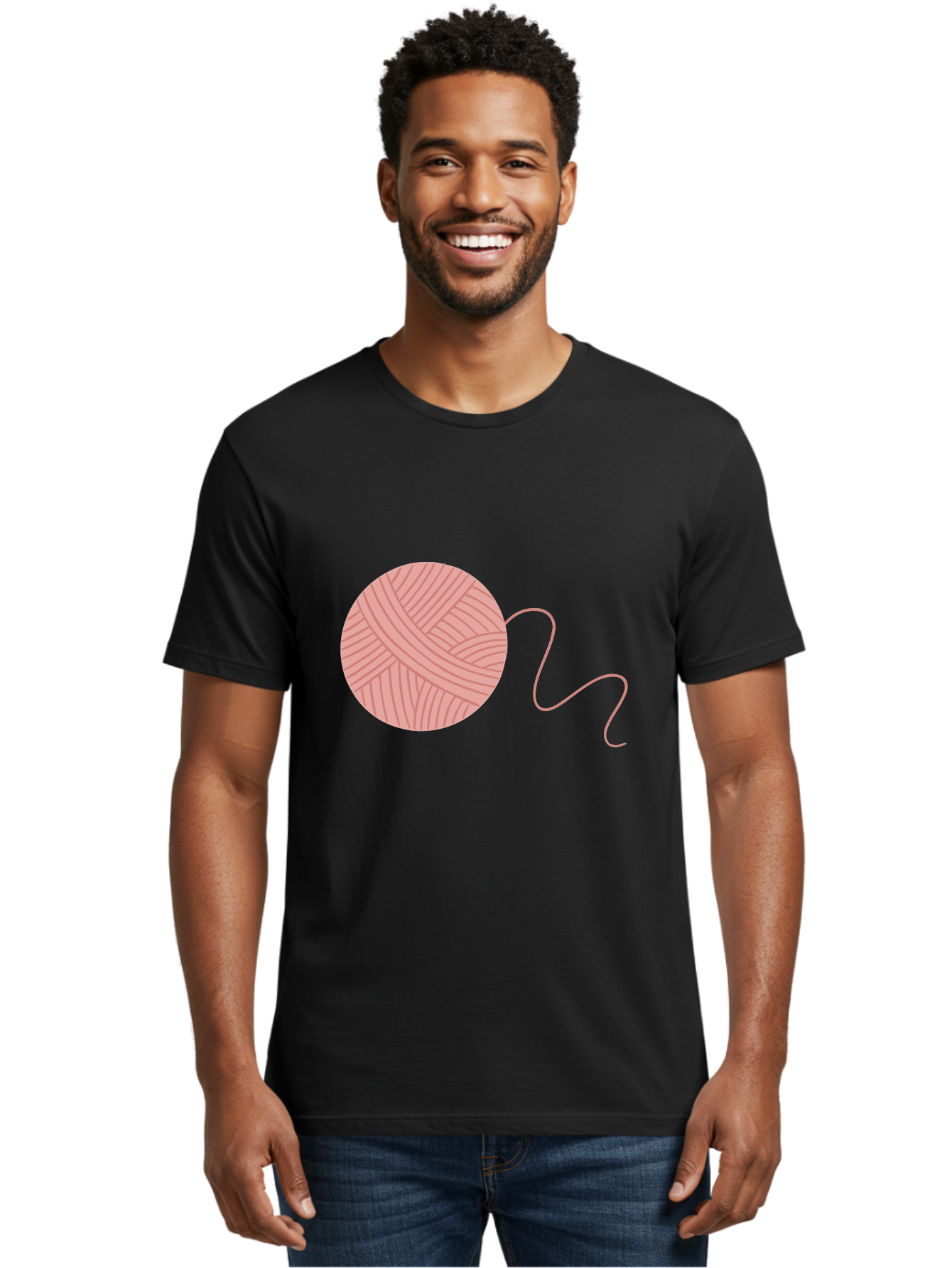 Yarn-Ball Men'S Graphic Tee, 100% Cotton, Comfortable Casual Summer Wear, Machine Washable, Pink Yarn, Ball Of Yarn, Knitting Supplies, Crochet Materials, Crafting Tools, Handmade Hobby, Diy Project, Yarn Thread, Pink Color Aac145 18