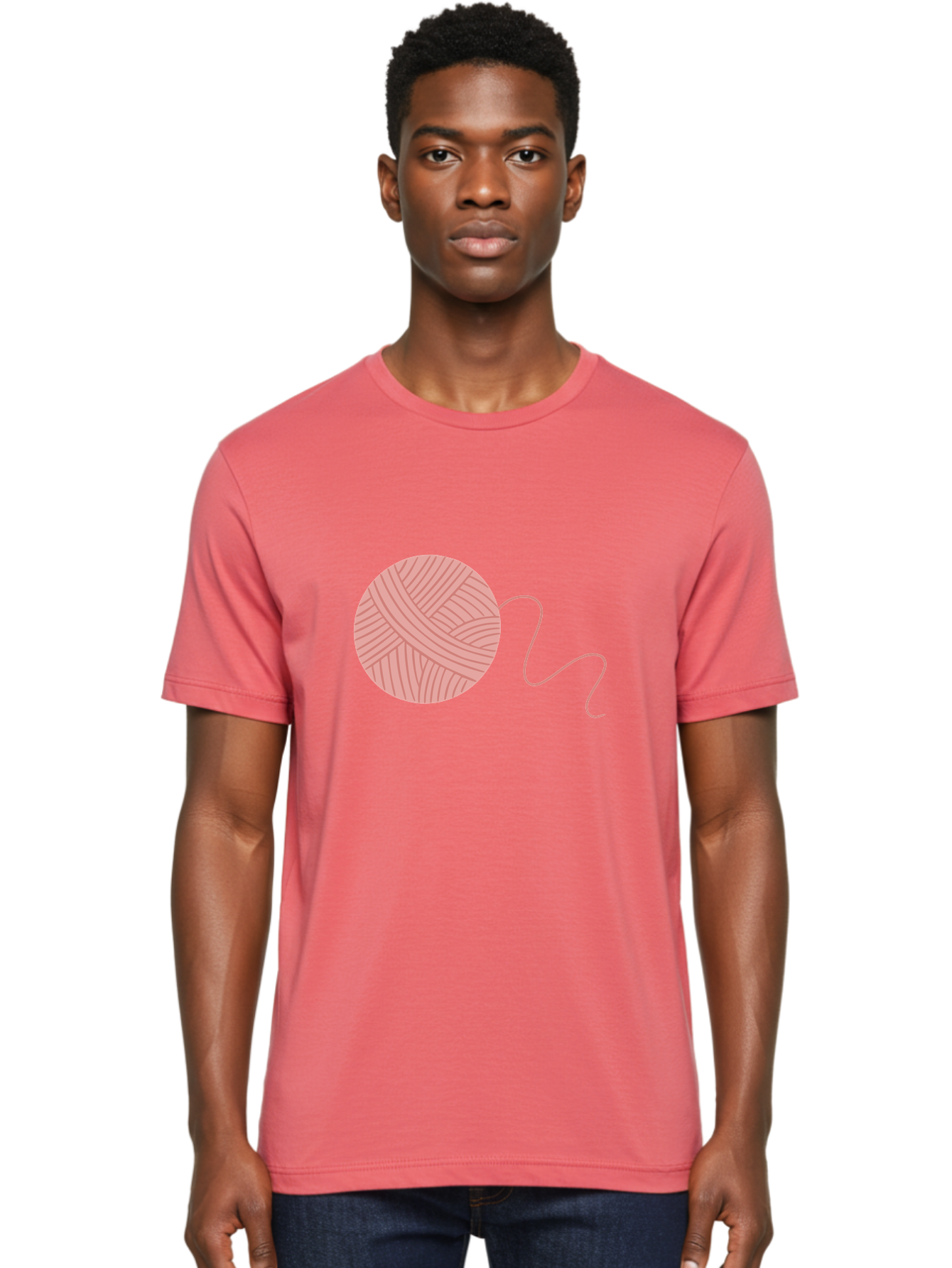 Yarn-Ball Men'S Graphic Tee, 100% Cotton, Comfortable Casual Summer Wear, Machine Washable, Pink Yarn, Ball Of Yarn, Knitting Supplies, Crochet Materials, Crafting Tools, Handmade Hobby, Diy Project, Yarn Thread, Pink Color Aac145 24
