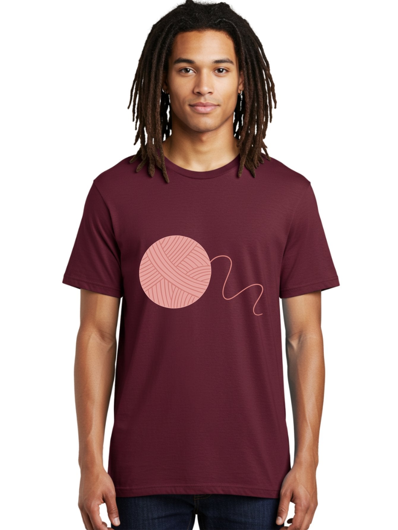 Yarn-Ball Men'S Graphic Tee, 100% Cotton, Comfortable Casual Summer Wear, Machine Washable, Pink Yarn, Ball Of Yarn, Knitting Supplies, Crochet Materials, Crafting Tools, Handmade Hobby, Diy Project, Yarn Thread, Pink Color Aac145 25