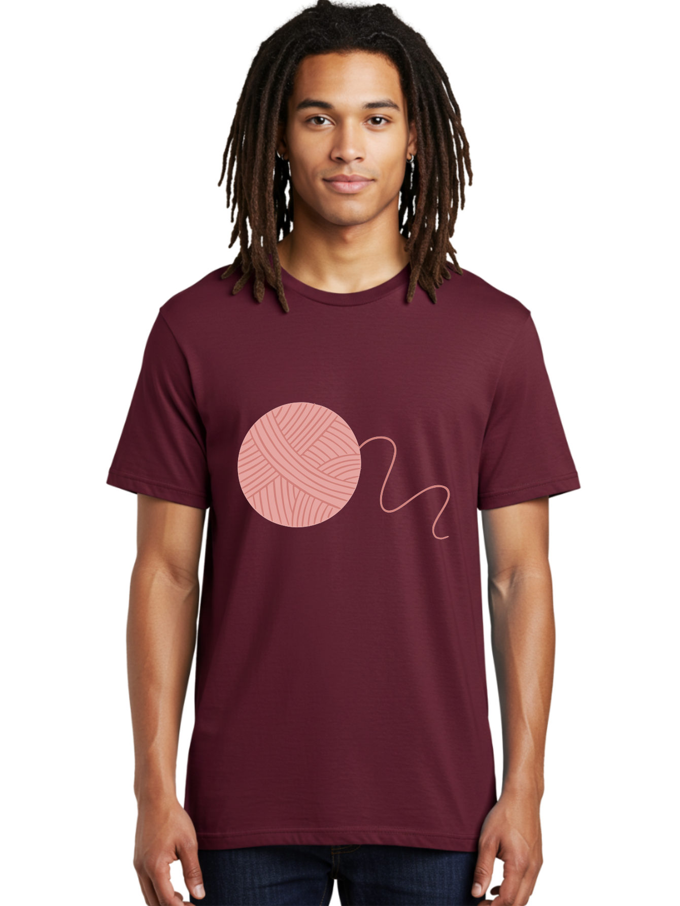 Yarn-Ball Men'S Graphic Tee, 100% Cotton, Comfortable Casual Summer Wear, Machine Washable, Pink Yarn, Ball Of Yarn, Knitting Supplies, Crochet Materials, Crafting Tools, Handmade Hobby, Diy Project, Yarn Thread, Pink Color Aac145 12