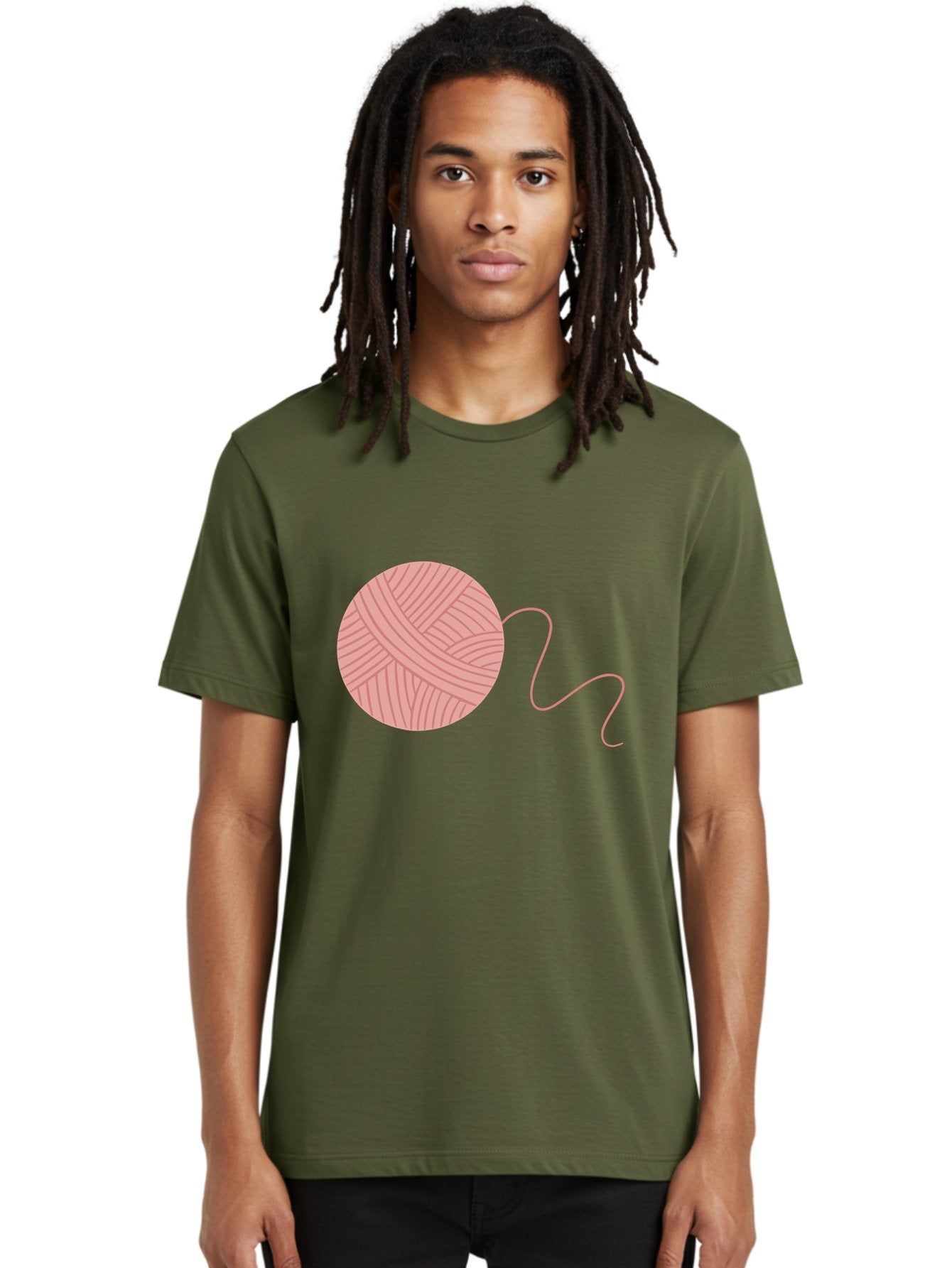 Yarn-Ball Men'S Graphic Tee, 100% Cotton, Comfortable Casual Summer Wear, Machine Washable, Pink Yarn, Ball Of Yarn, Knitting Supplies, Crochet Materials, Crafting Tools, Handmade Hobby, Diy Project, Yarn Thread, Pink Color Aac145 17