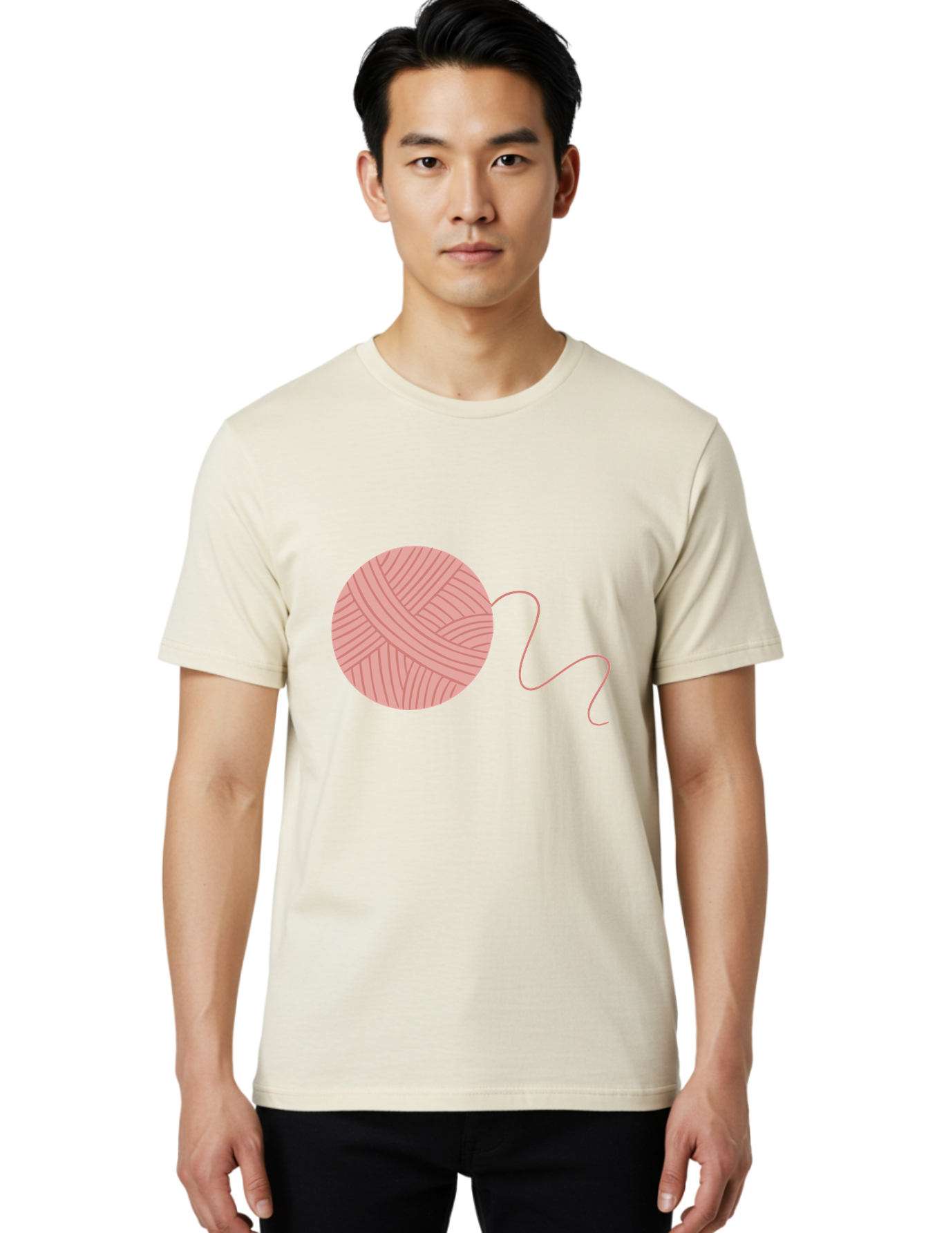 Yarn-Ball Men'S Graphic Tee, 100% Cotton, Comfortable Casual Summer Wear, Machine Washable, Pink Yarn, Ball Of Yarn, Knitting Supplies, Crochet Materials, Crafting Tools, Handmade Hobby, Diy Project, Yarn Thread, Pink Color Aac145 10