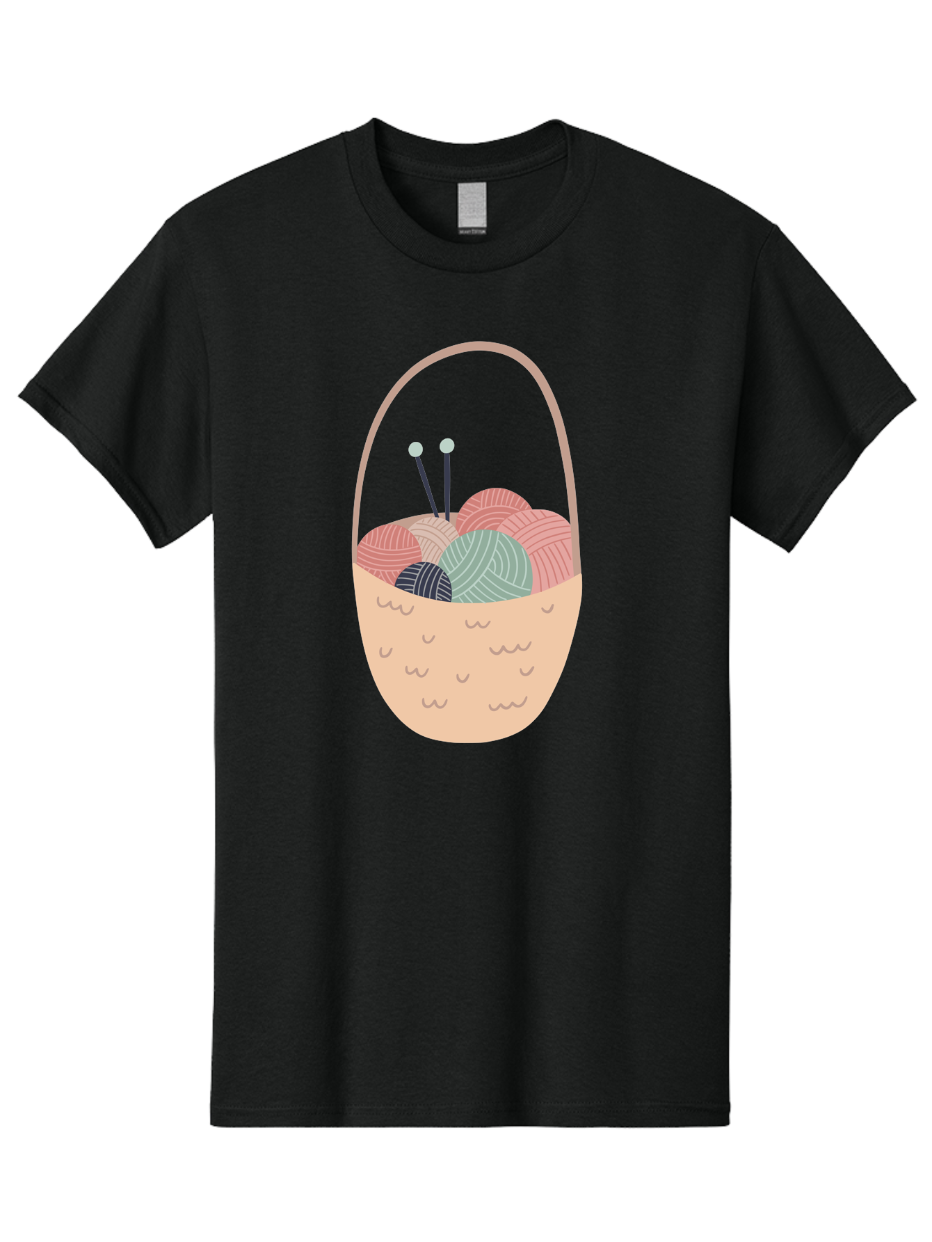 Yarn-Basket Men'S Graphic Tee, 100% Cotton, Comfortable Casual Summer Wear, Machine Washable, Yarn Balls, Knitting Needles, Knitting Basket, Pastel Colors, Hobby Supplies, Crafting Tools, Diy Accessories, Handmade Materials Aac146 9