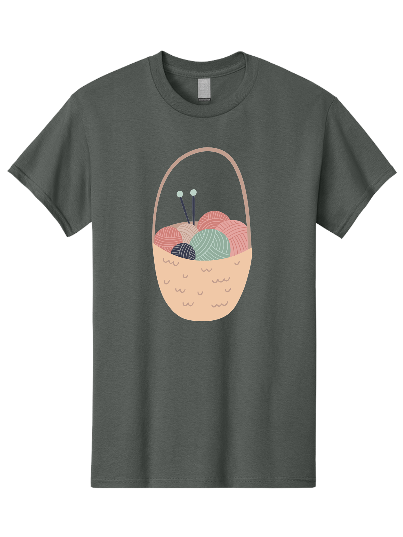 Yarn-Basket Men'S Graphic Tee, 100% Cotton, Comfortable Casual Summer Wear, Machine Washable, Yarn Balls, Knitting Needles, Knitting Basket, Pastel Colors, Hobby Supplies, Crafting Tools, Diy Accessories, Handmade Materials Aac146 21