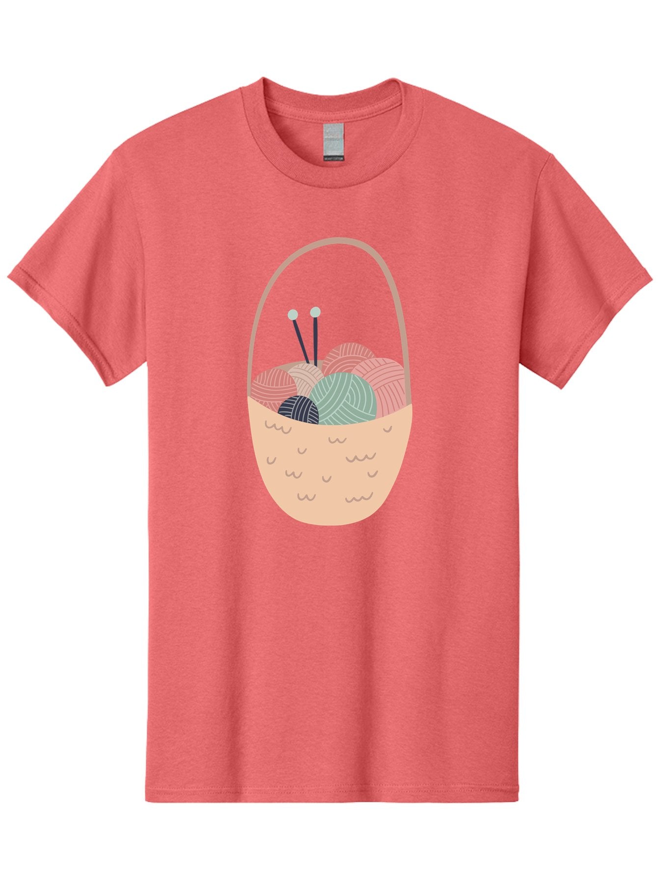 Yarn-Basket Men'S Graphic Tee, 100% Cotton, Comfortable Casual Summer Wear, Machine Washable, Yarn Balls, Knitting Needles, Knitting Basket, Pastel Colors, Hobby Supplies, Crafting Tools, Diy Accessories, Handmade Materials Aac146 7