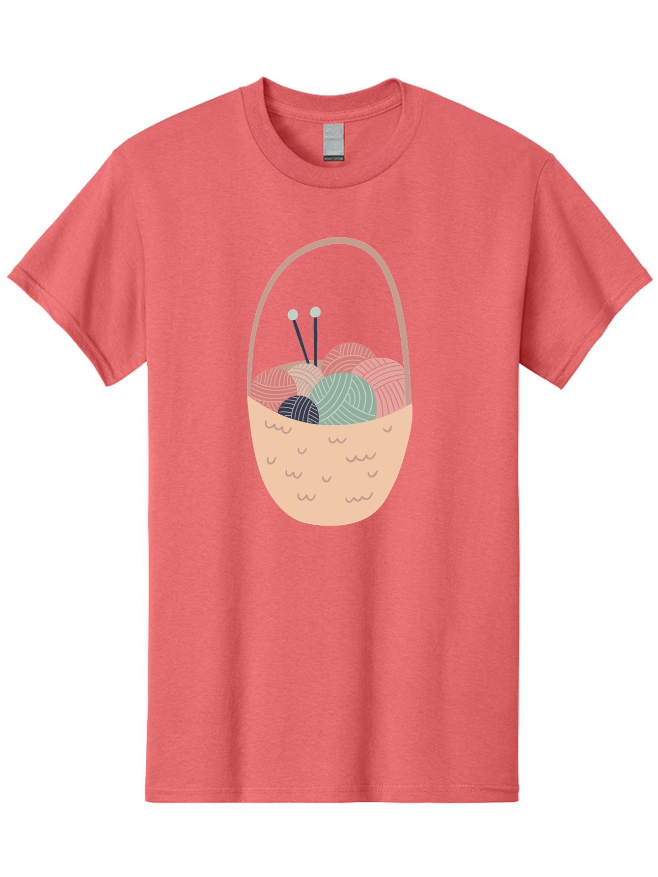 Yarn-Basket Men'S Graphic Tee, 100% Cotton, Comfortable Casual Summer Wear, Machine Washable, Yarn Balls, Knitting Needles, Knitting Basket, Pastel Colors, Hobby Supplies, Crafting Tools, Diy Accessories, Handmade Materials Aac146 25