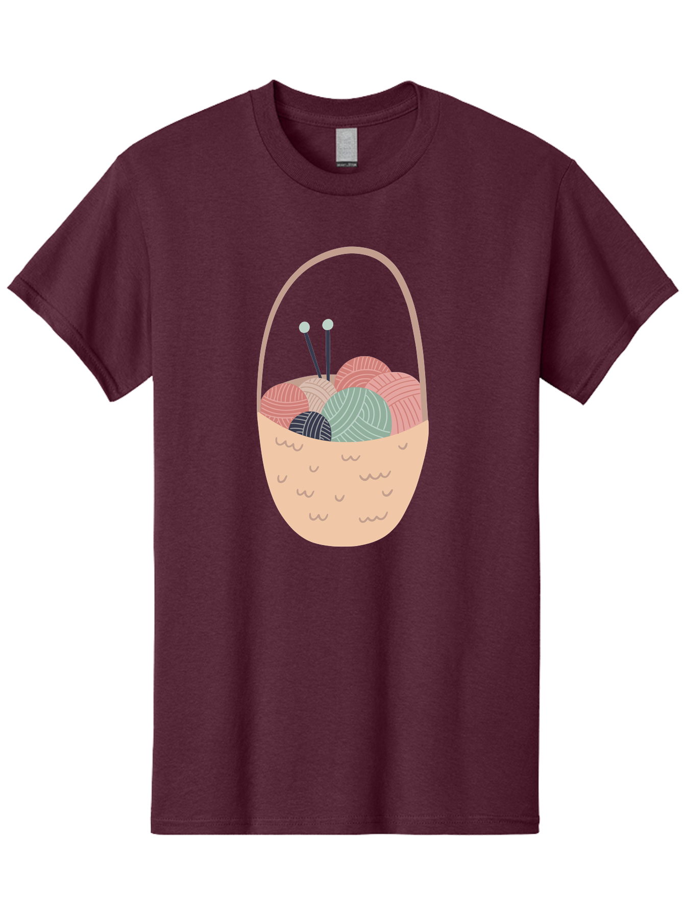 Yarn-Basket Men'S Graphic Tee, 100% Cotton, Comfortable Casual Summer Wear, Machine Washable, Yarn Balls, Knitting Needles, Knitting Basket, Pastel Colors, Hobby Supplies, Crafting Tools, Diy Accessories, Handmade Materials Aac146 23