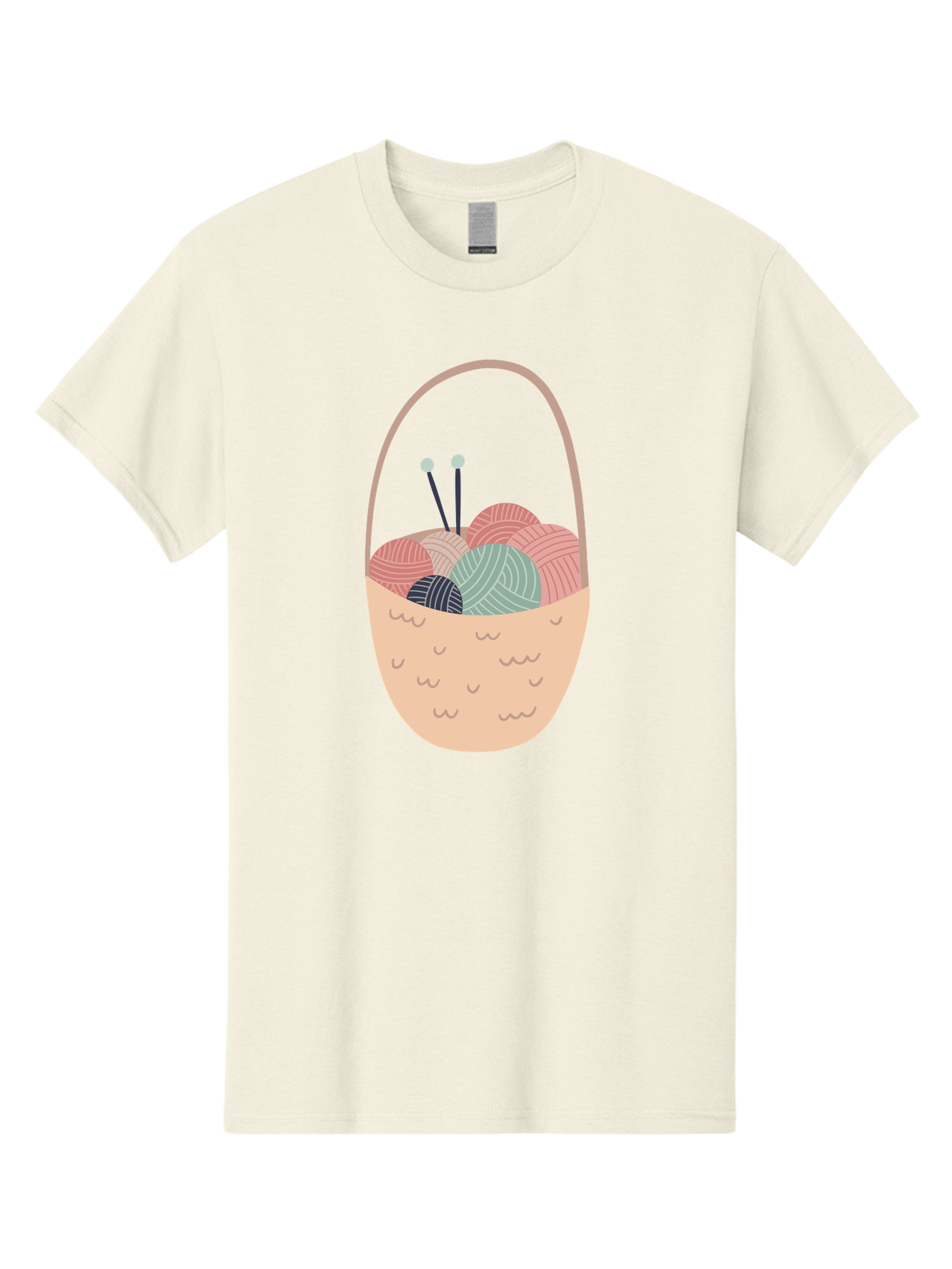 Yarn-Basket Men'S Graphic Tee, 100% Cotton, Comfortable Casual Summer Wear, Machine Washable, Yarn Balls, Knitting Needles, Knitting Basket, Pastel Colors, Hobby Supplies, Crafting Tools, Diy Accessories, Handmade Materials Aac146 29