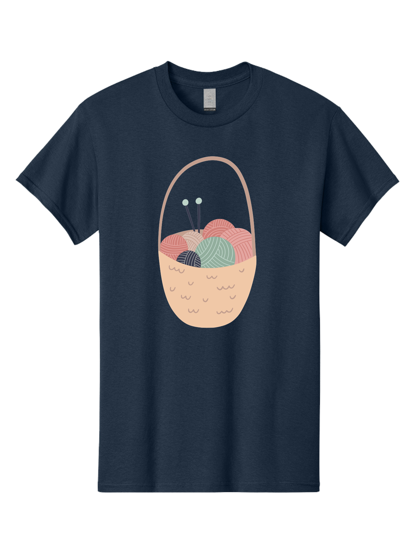 Yarn-Basket Men'S Graphic Tee, 100% Cotton, Comfortable Casual Summer Wear, Machine Washable, Yarn Balls, Knitting Needles, Knitting Basket, Pastel Colors, Hobby Supplies, Crafting Tools, Diy Accessories, Handmade Materials Aac146 11