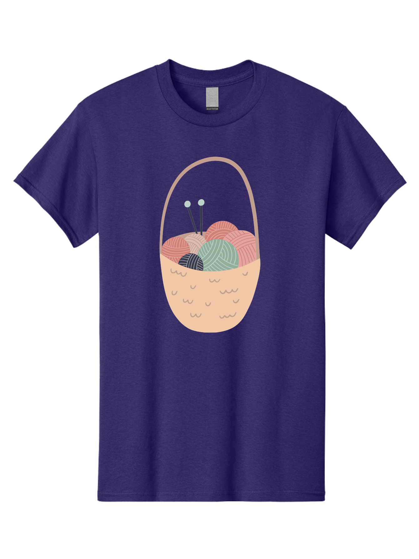Yarn-Basket Men'S Graphic Tee, 100% Cotton, Comfortable Casual Summer Wear, Machine Washable, Yarn Balls, Knitting Needles, Knitting Basket, Pastel Colors, Hobby Supplies, Crafting Tools, Diy Accessories, Handmade Materials Aac146 3