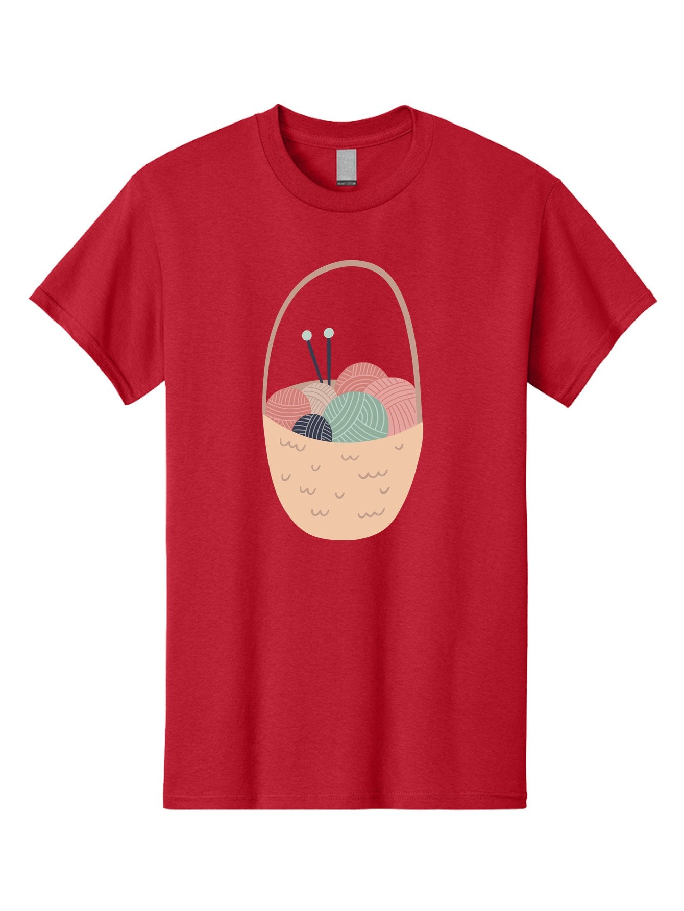 Yarn-Basket Men'S Graphic Tee, 100% Cotton, Comfortable Casual Summer Wear, Machine Washable, Yarn Balls, Knitting Needles, Knitting Basket, Pastel Colors, Hobby Supplies, Crafting Tools, Diy Accessories, Handmade Materials Aac146 3
