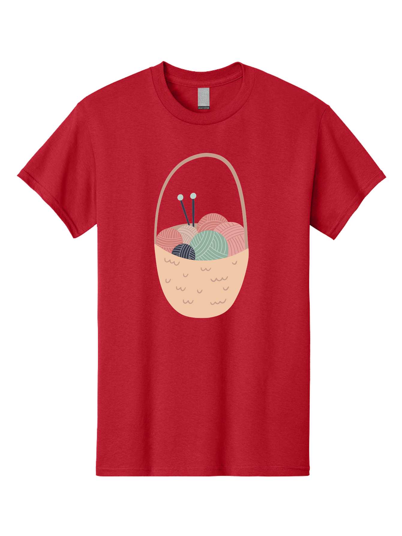 Yarn-Basket Men'S Graphic Tee, 100% Cotton, Comfortable Casual Summer Wear, Machine Washable, Yarn Balls, Knitting Needles, Knitting Basket, Pastel Colors, Hobby Supplies, Crafting Tools, Diy Accessories, Handmade Materials Aac146 17